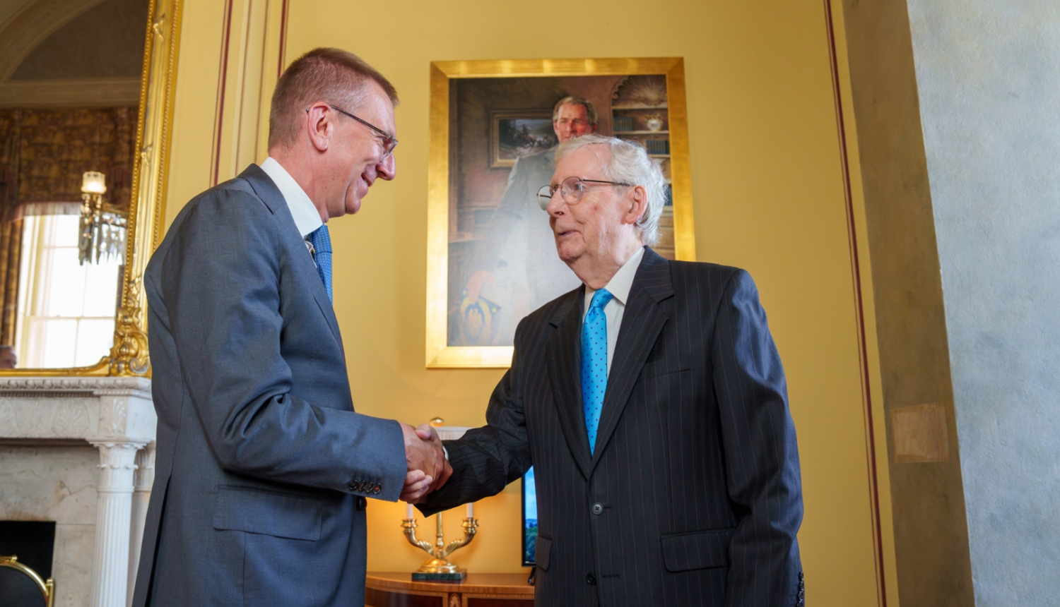 08.07.2024. Valsts prezidenta Edgara Rinkēviča tikšanās ar ASV Senāta mazākuma līderi Edisonu Mičelu Makonelu
