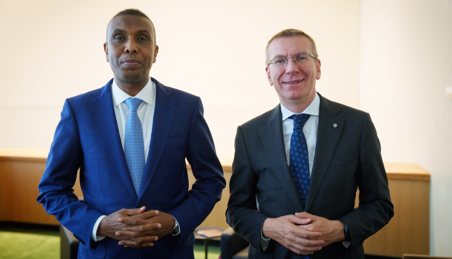 26.09.2024. Valsts prezidenta Edgara Rinkēviča tikšanās ar Somālijas Federatīvās Republikas premjerministru Hamzu Abi Bari (Hamza Abdi Barre)