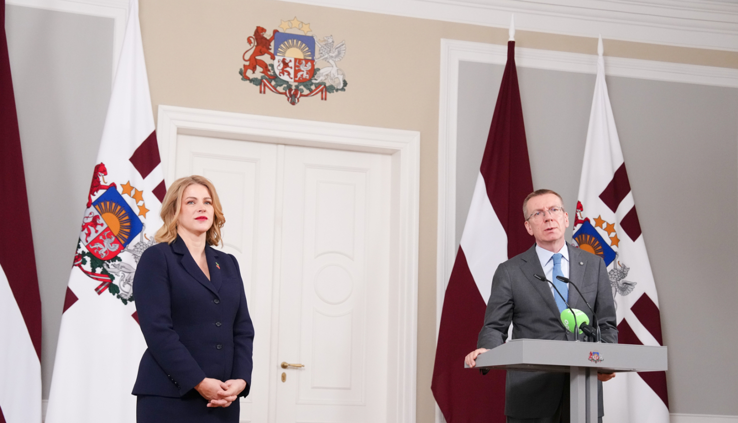 Valsts prezidenta Edgara Rinkēviča un Ministru prezidentes Evikas Siliņas preses konference