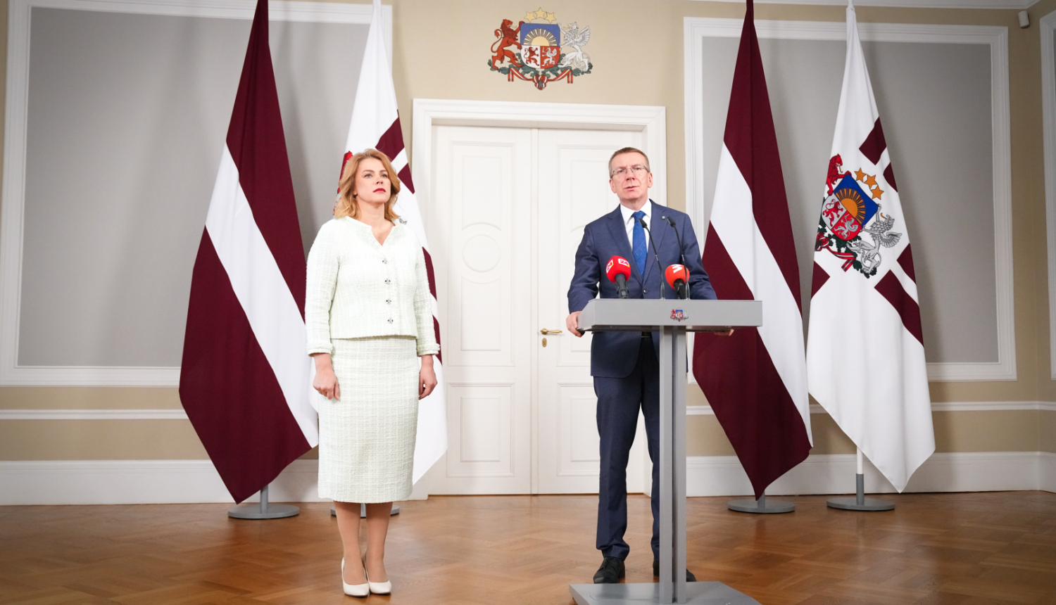 Valsts prezidenta Edgara Rinkēviča un Ministru prezidentes Evikas Siliņas preses konference