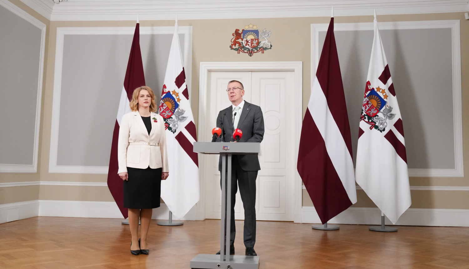 Valsts prezidenta Edgara Rinkēviča un Ministru prezidentes Evikas Siliņas preses konference