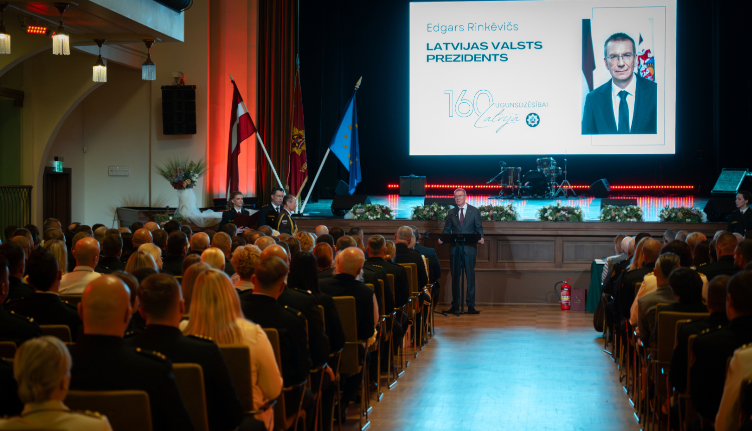 16.05.2025. Valsts prezidenta Edgara Rinkēviča dalība Valsts ugunsdzēsības un glābšanas dienesta apbalvošanas pasākumā par godu ugunsdzēsības Latvijā 160. gadadienai