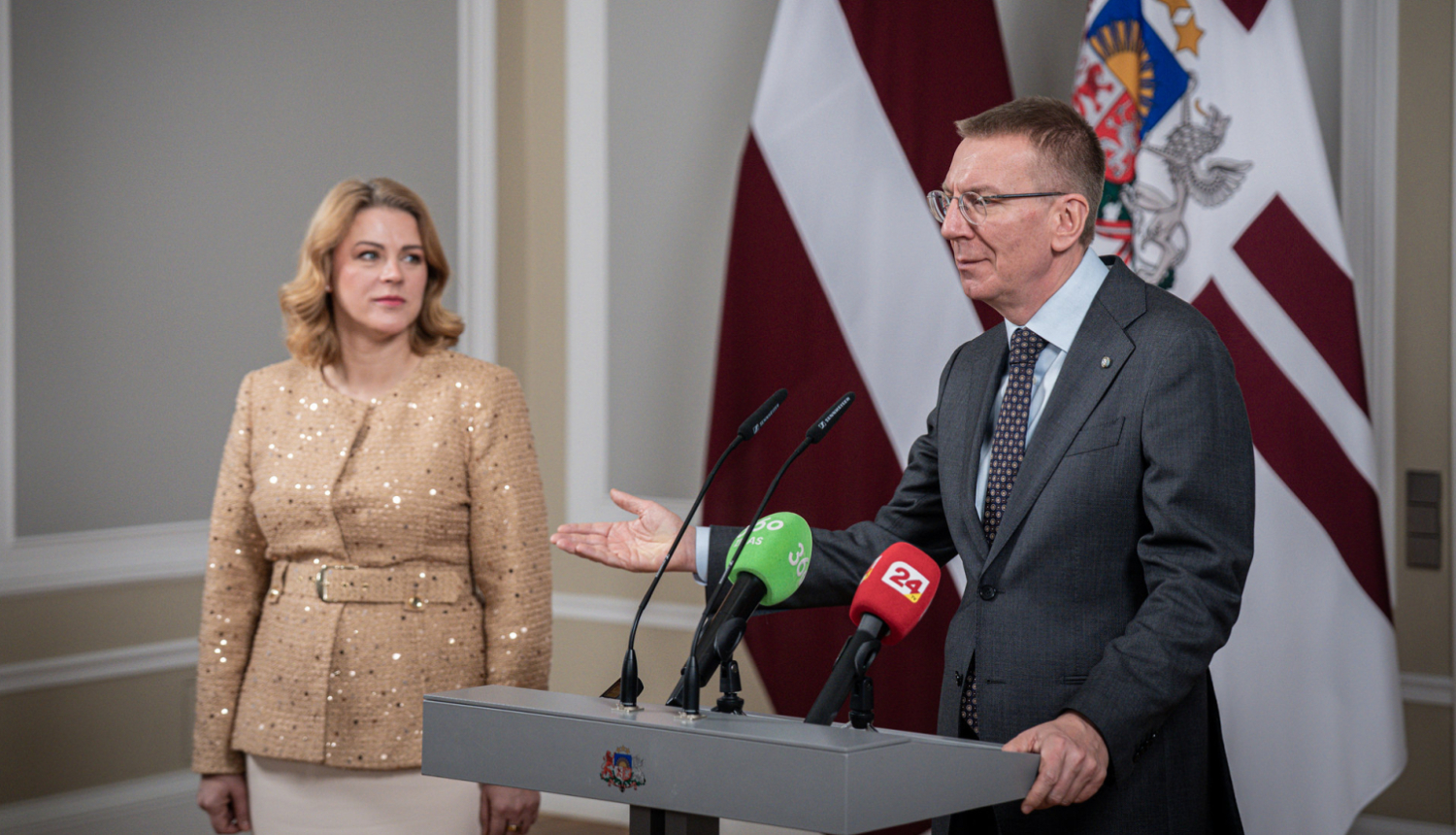 Valsts prezidenta Edgara Rinkēviča un Ministru prezidentes Evikas Siliņas preses konference