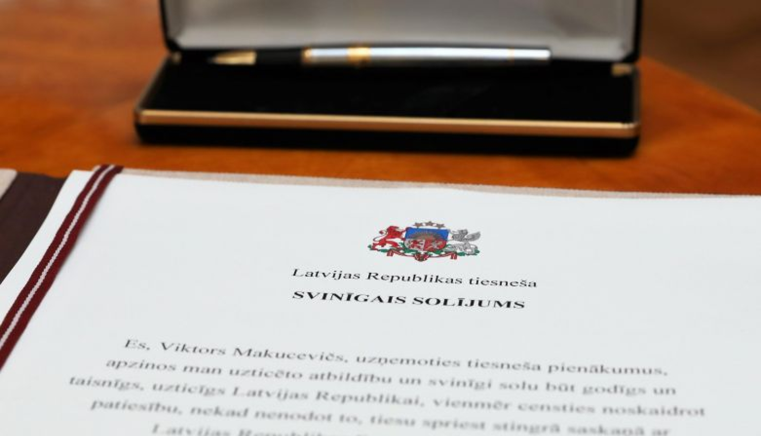 Valsts prezidents Rīgas pilī pieņem tiesneša svinīgo solījumu