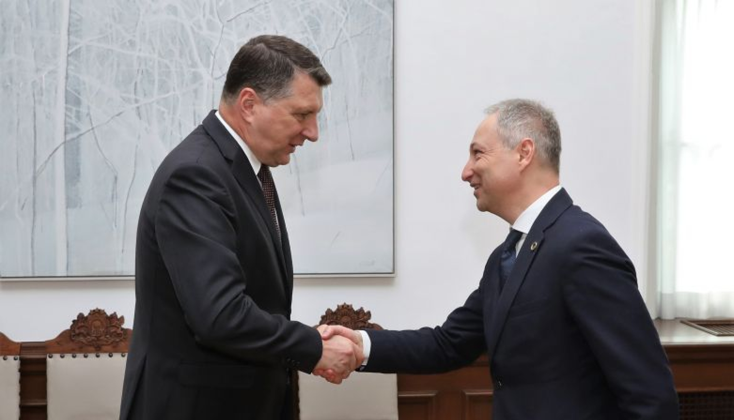 Valsts prezidents Raimonds Vējonis tiekas ar tieslietu ministru Jāni Bordānu