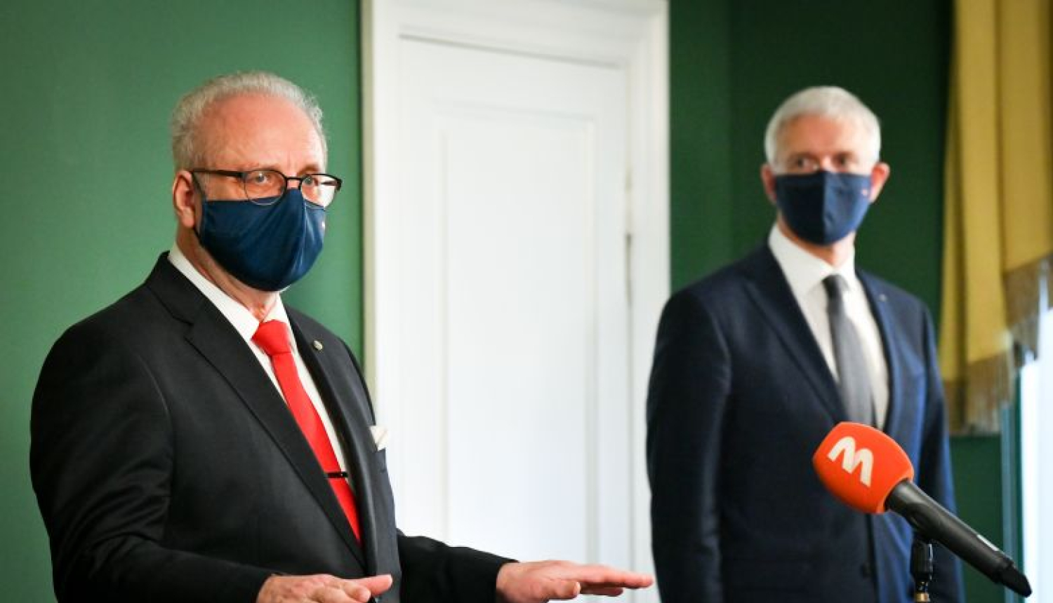 Valsts prezidenta Egila Levita un Ministru prezidenta Krišjāņa Kariņa mediju brīfings