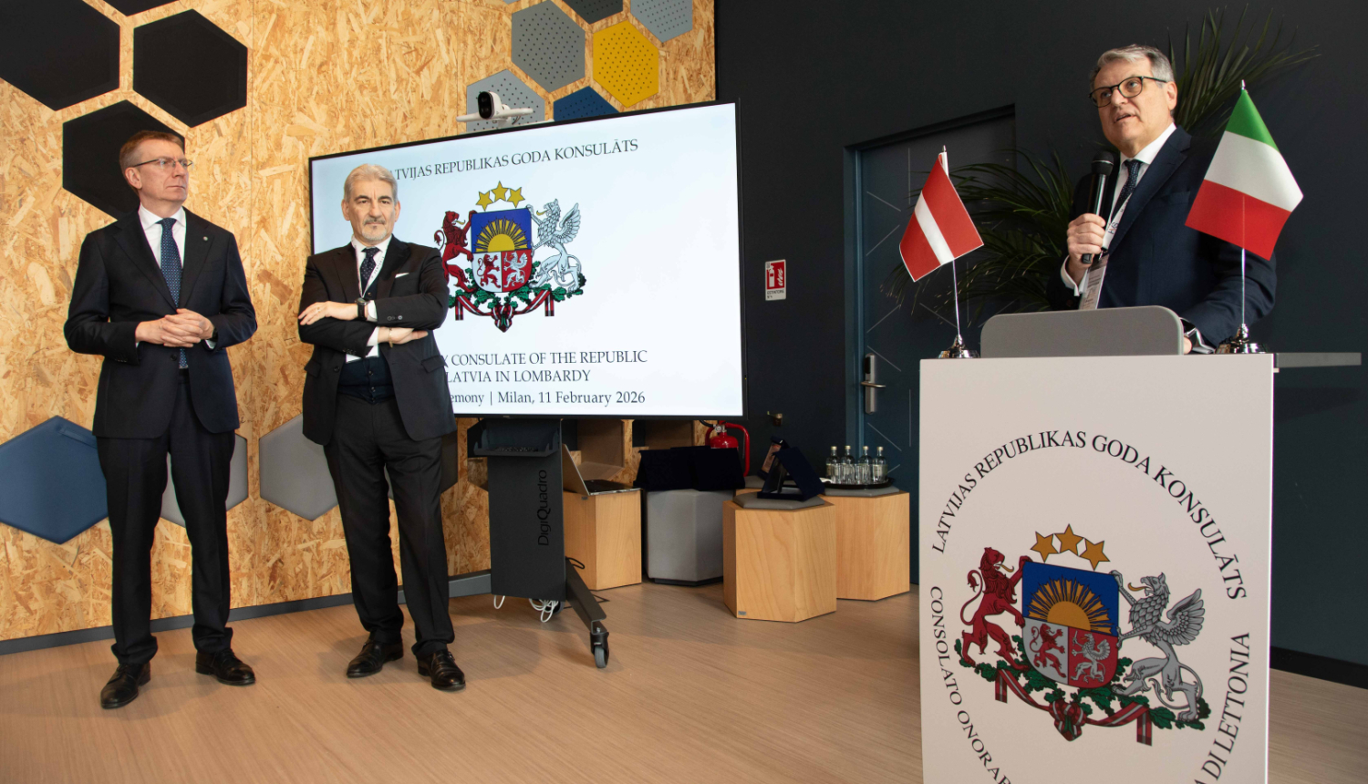 11. februārī Valsts prezidents piedalījās Latvijas goda konsulāta Lombardijas reģionā atklāšanā