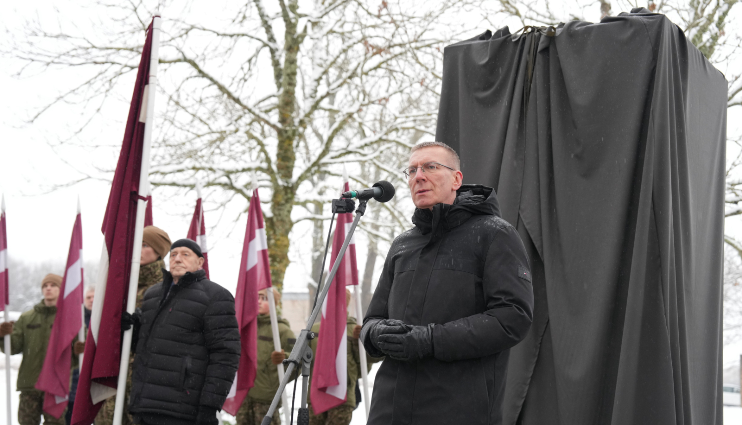 10.01.2025. Valsts prezidenta Edgara Rinkēviča dalība Latvijas nacionālo partizānu piemiņas vietas atklāšanā Kuldīgas novada Kabiles pagastā