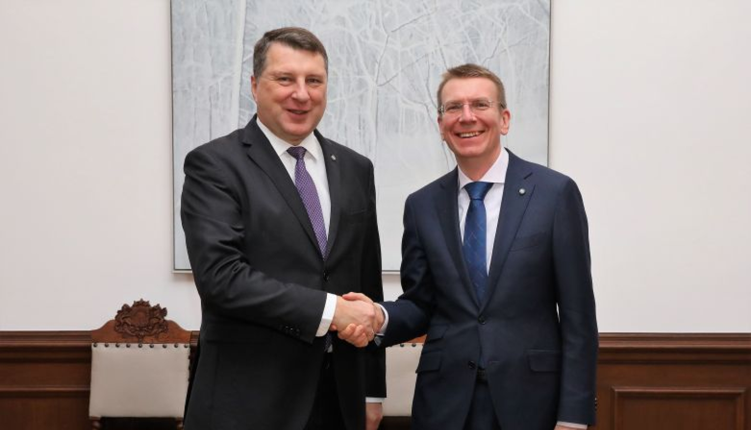 Valsts prezidents Raimonds Vējonis tiekas ar ārlietu ministru Edgaru Rinkēviču