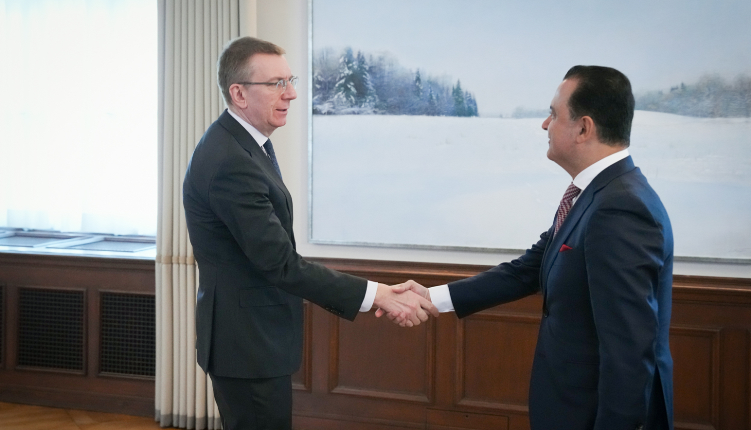 10.03.2025. Valsts prezidenta Edgara Rinkēviča tikšanās ar veselības ministru Hosamu Abu Meri