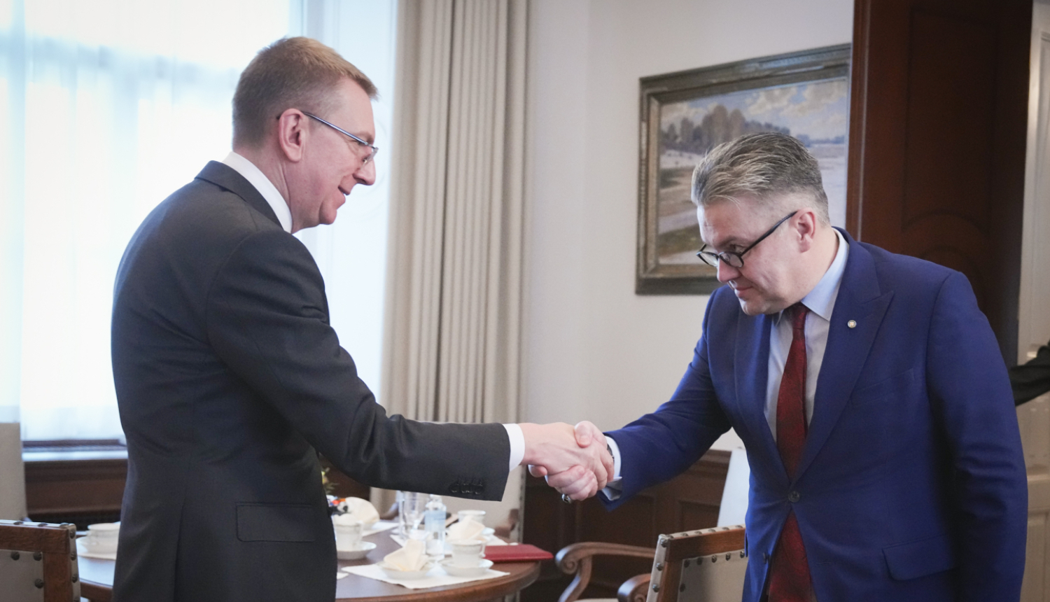 28.02.2025. Valsts prezidenta Edgara Rinkēviča tikšanās ar tiesībsargu Juri Jansonu