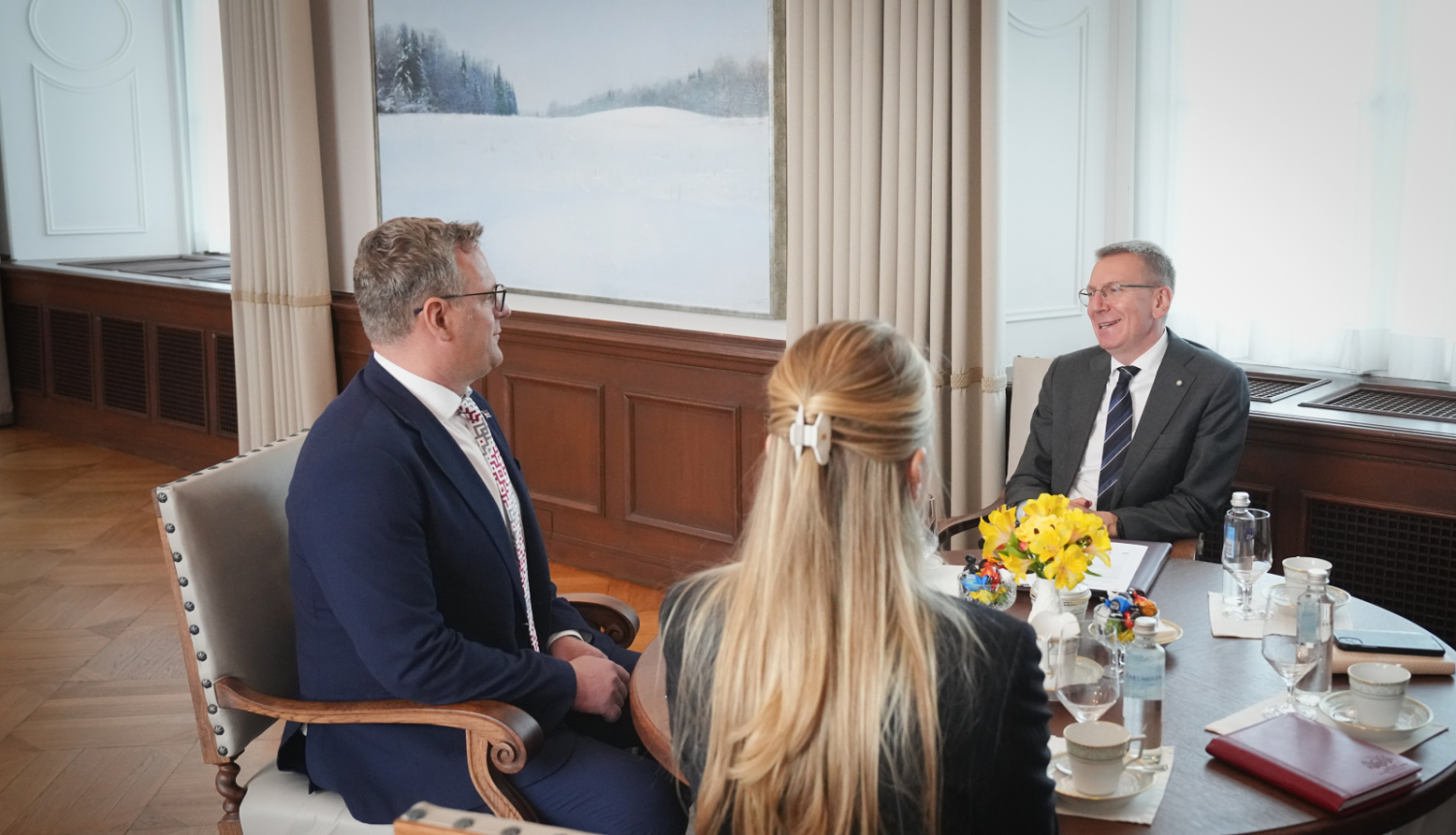 Valsts prezidents tiekas ar Rīgas domes priekšsēdētāju Viesturu Kleinbergu