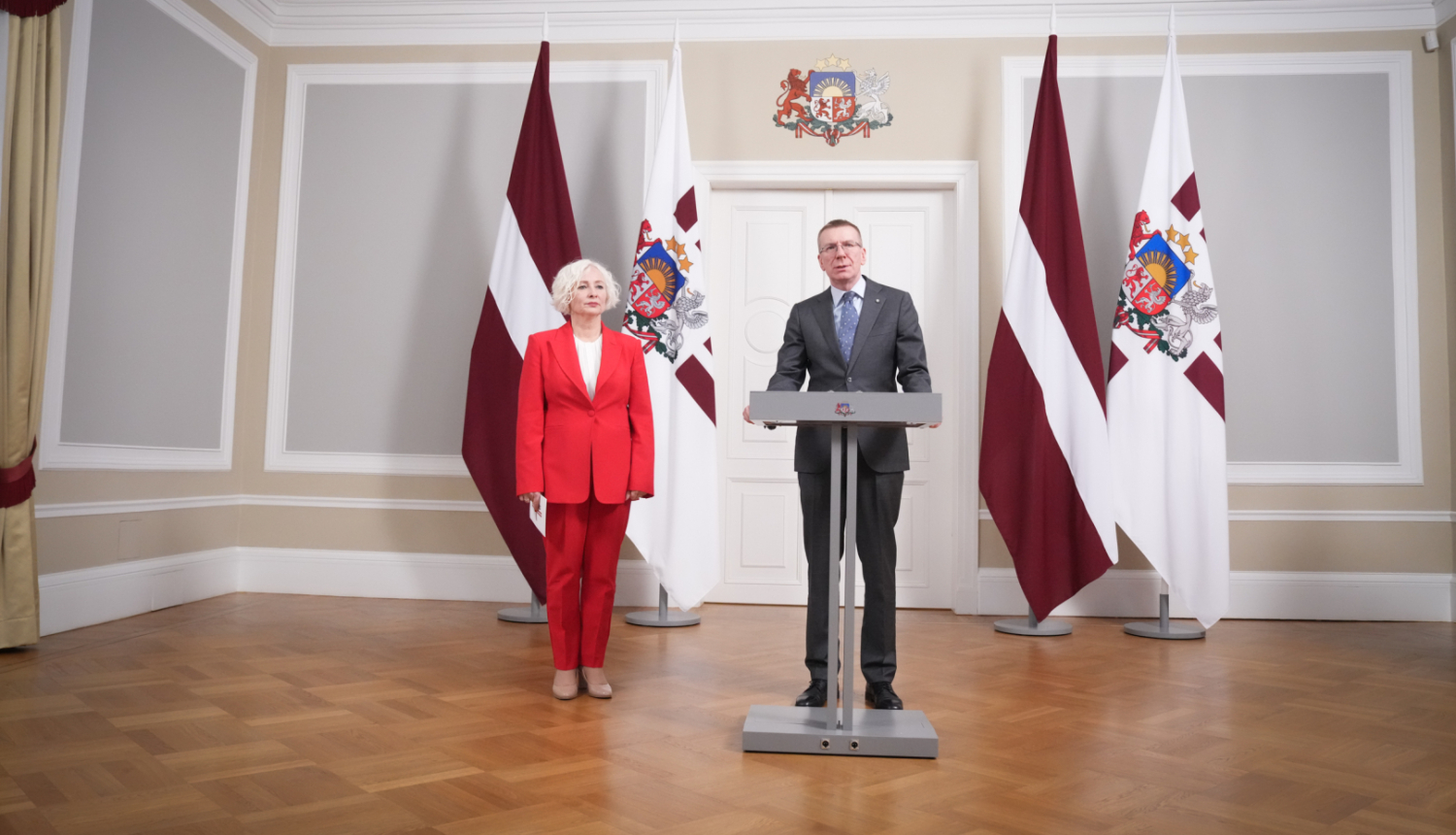 04.02.2025. Valsts prezidenta Edgara Rinkēviča tikšanās un preses konference ar Saeimas priekšsēdētāju Daigu Mieriņu