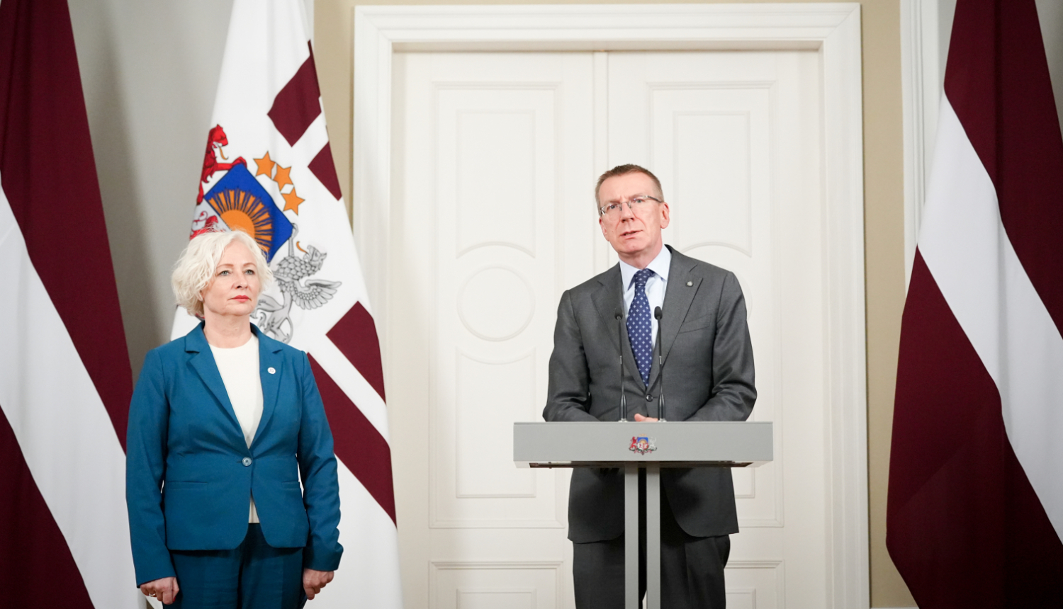 06.05.2025. Valsts prezidenta Edgara Rinkēviča tikšanās ar Saeimas priekšsēdētāju Daigu Mieriņu