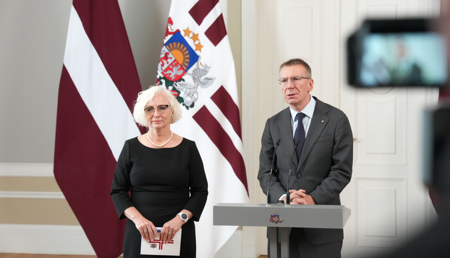 Valsts prezidenta Edgara Rinkēviča un Saeimas priekšsēdētājas Daigas Mieriņas tikšanās un preses konference