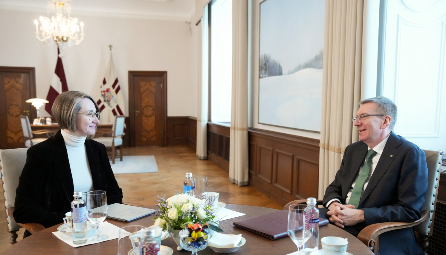 5.03.2026. Valsts prezidenta Edgara Rinkēviča tikšanās ar Mākslīgā intelekta centra direktori Gunu Puci