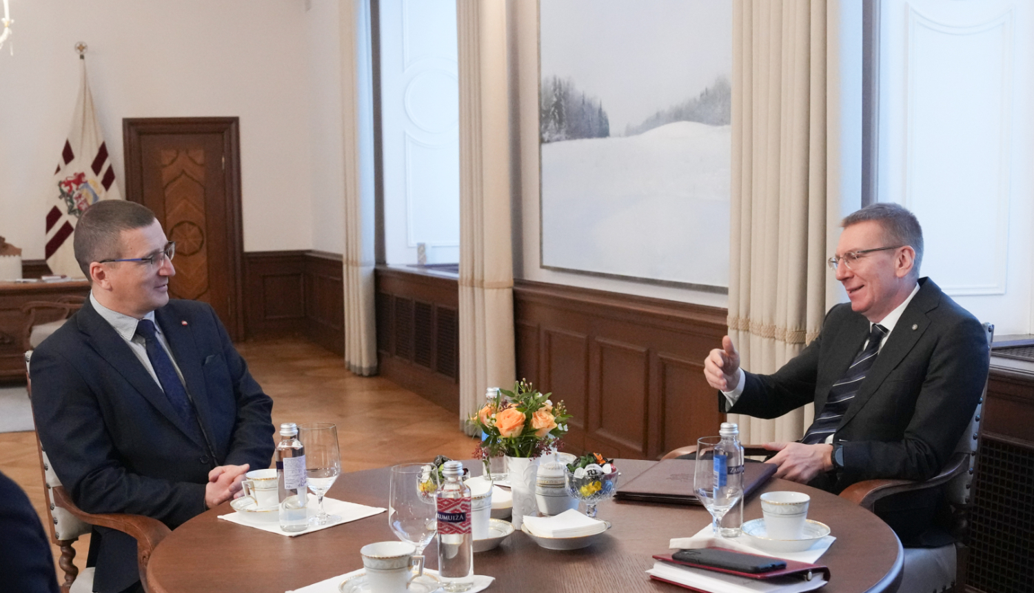 Valsts prezidents tiekas ar Jēkabpils novada pašvaldības priekšsēdētāju Raivi Ragaini