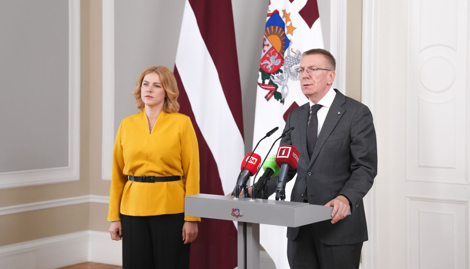 Valsts prezidenta Edgara Rinkēviča un Ministru prezidentes Evikas Siliņas preses konference