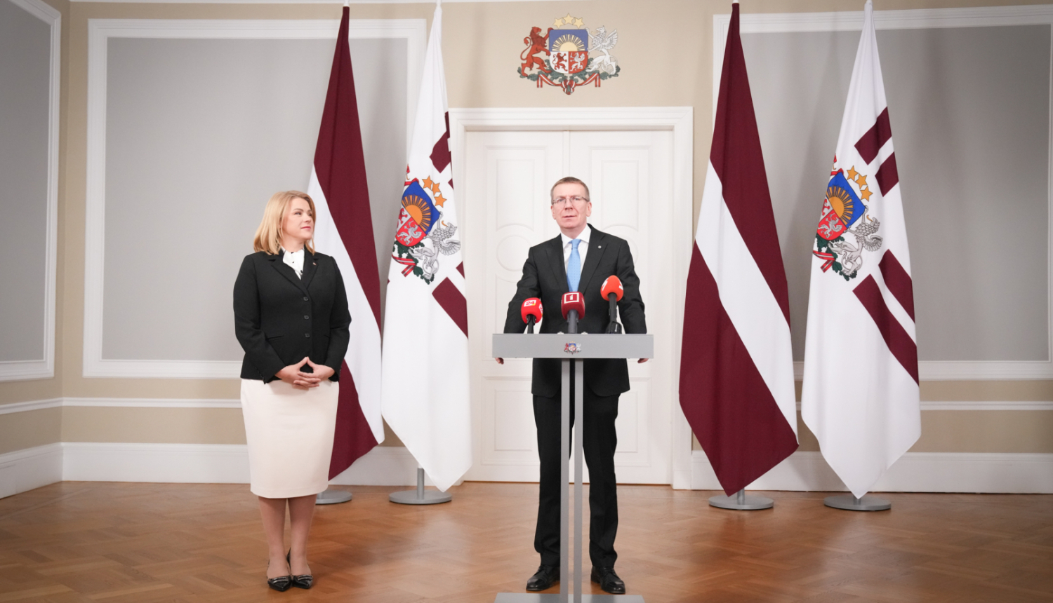 Valsts prezidenta Edgara Rinkēviča un Ministru prezidentes Evikas Siliņas preses konference