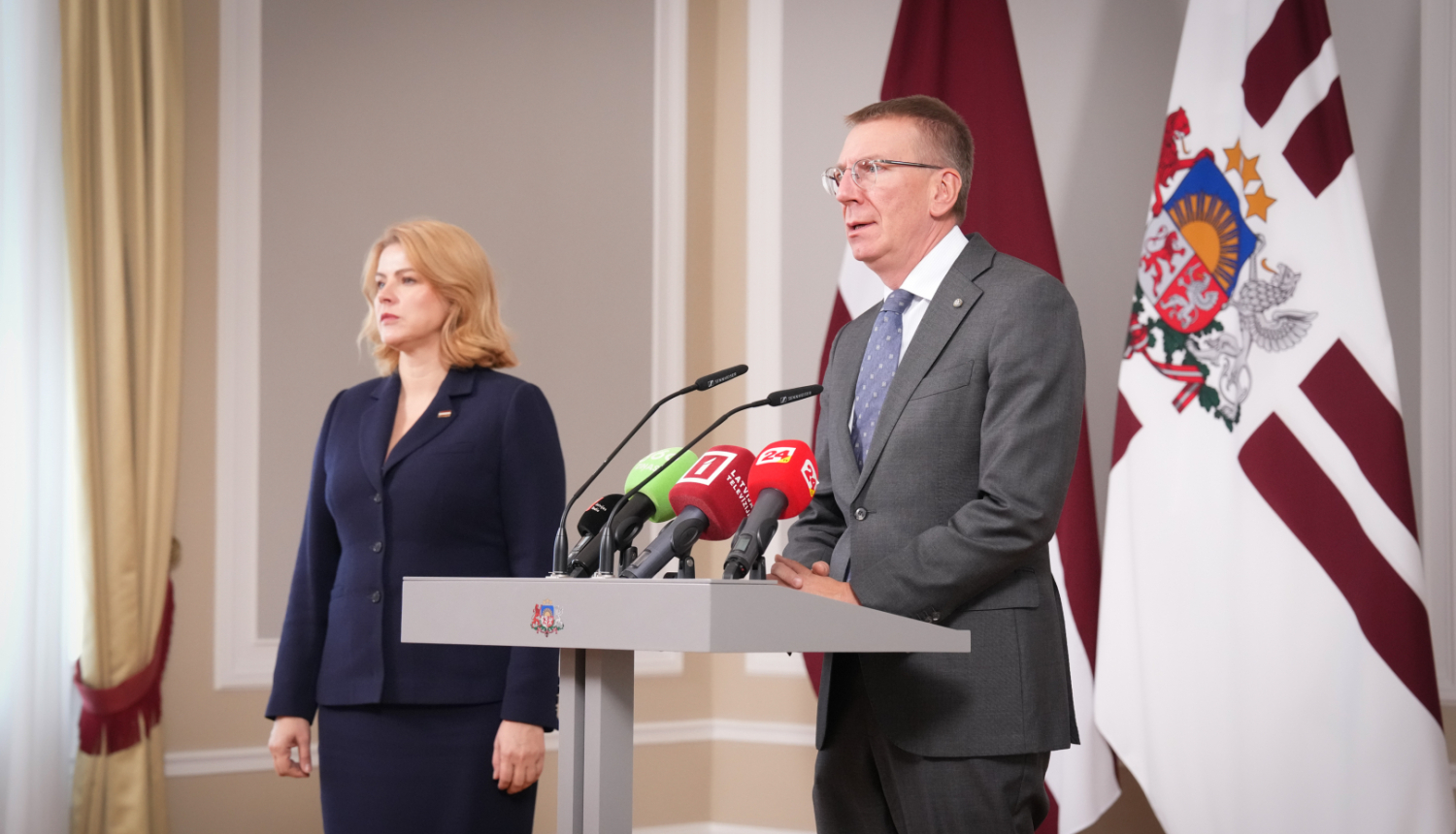 Valsts prezidenta Edgara Rinkēviča un Ministru prezidentes Evikas Siliņas preses konference