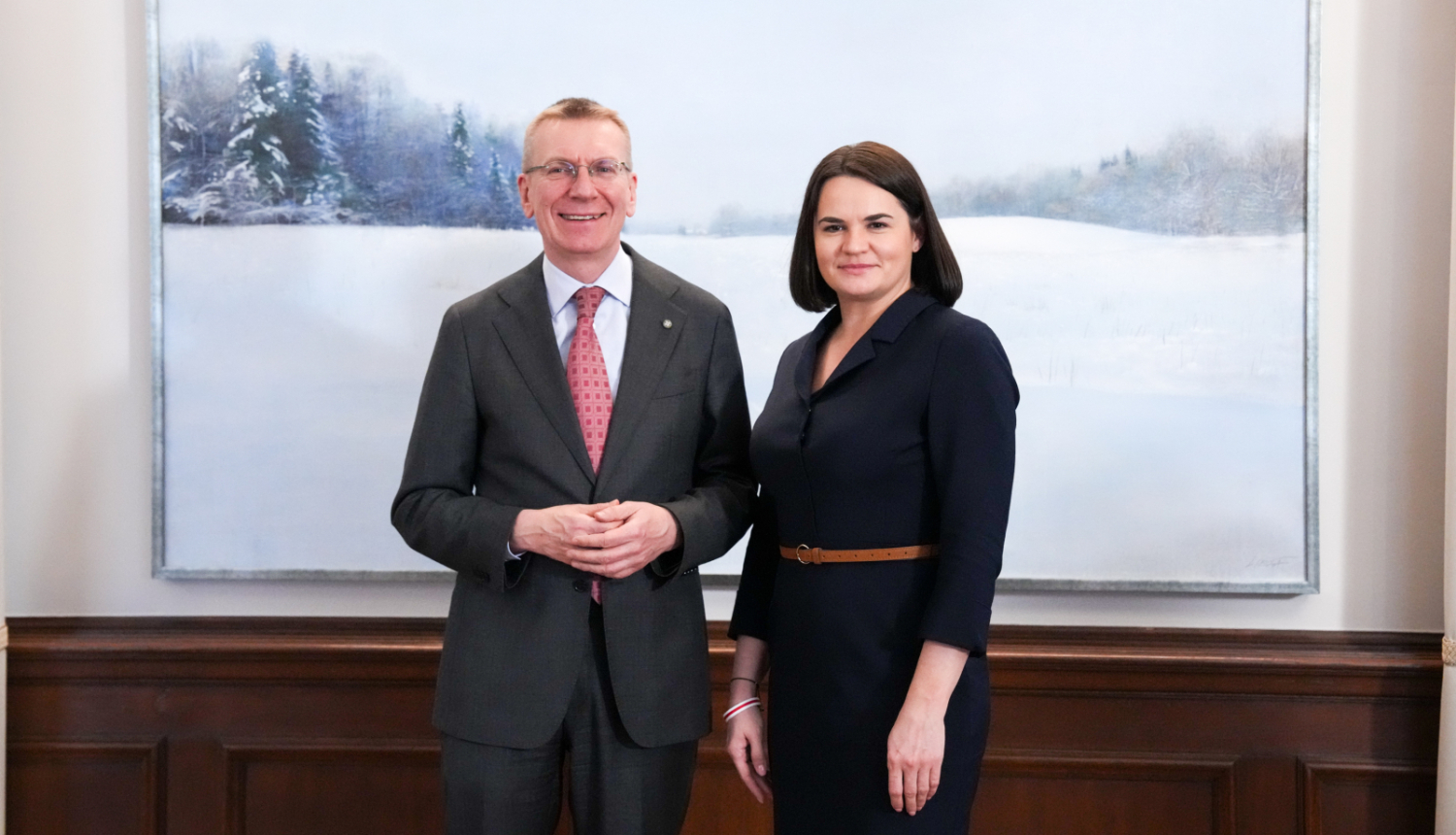 Valsts prezidents Edgars Rinkēvičs Rīgas pilī tiekas ar Baltkrievijas opozīcijas līderi Svjatlanu Cihanousku 