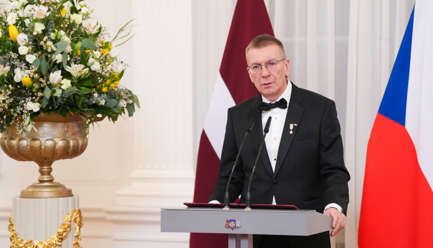 Valsts prezidenta Edgara Rinkēviča uzruna valsts vakariņās par godu Čehijas Republikas prezidenta Petra Pavela un dzīvesbiedres Evas Pavlovas valsts vizītei Latvijā