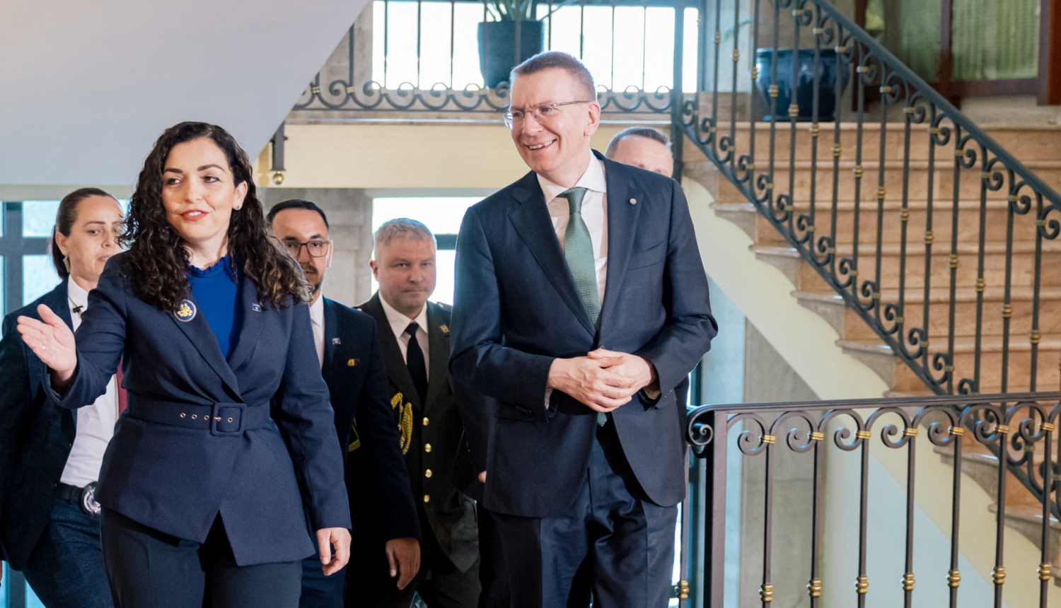 Valsts prezidents Edgars Rinkēvičs un Kosovas prezidente Vjosa Osmani-Sadriu