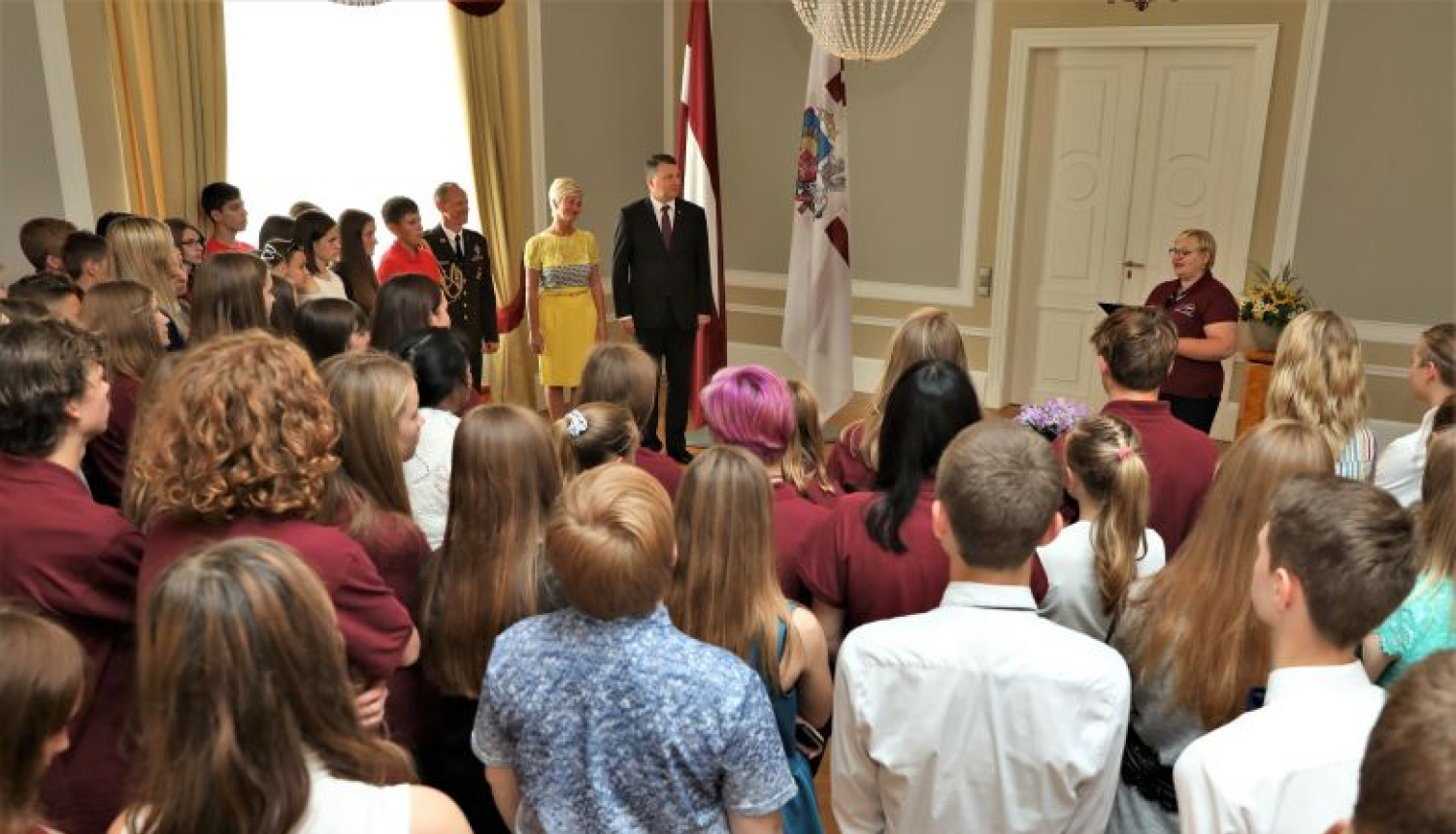 Valsts prezidents Raimonds Vējonis Rīgas pilī sveic projekta “Sveika, Latvija!” dalībniekus