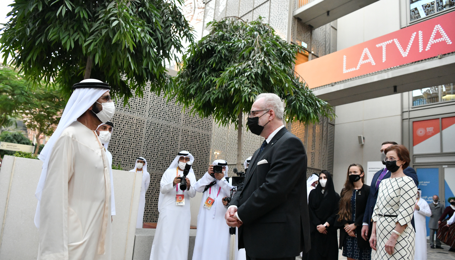 Dubaijas valdnieku V. A. Sheikh Mohammed bin Rashid Al Maktoum un Valsts prezidents Egils Levits