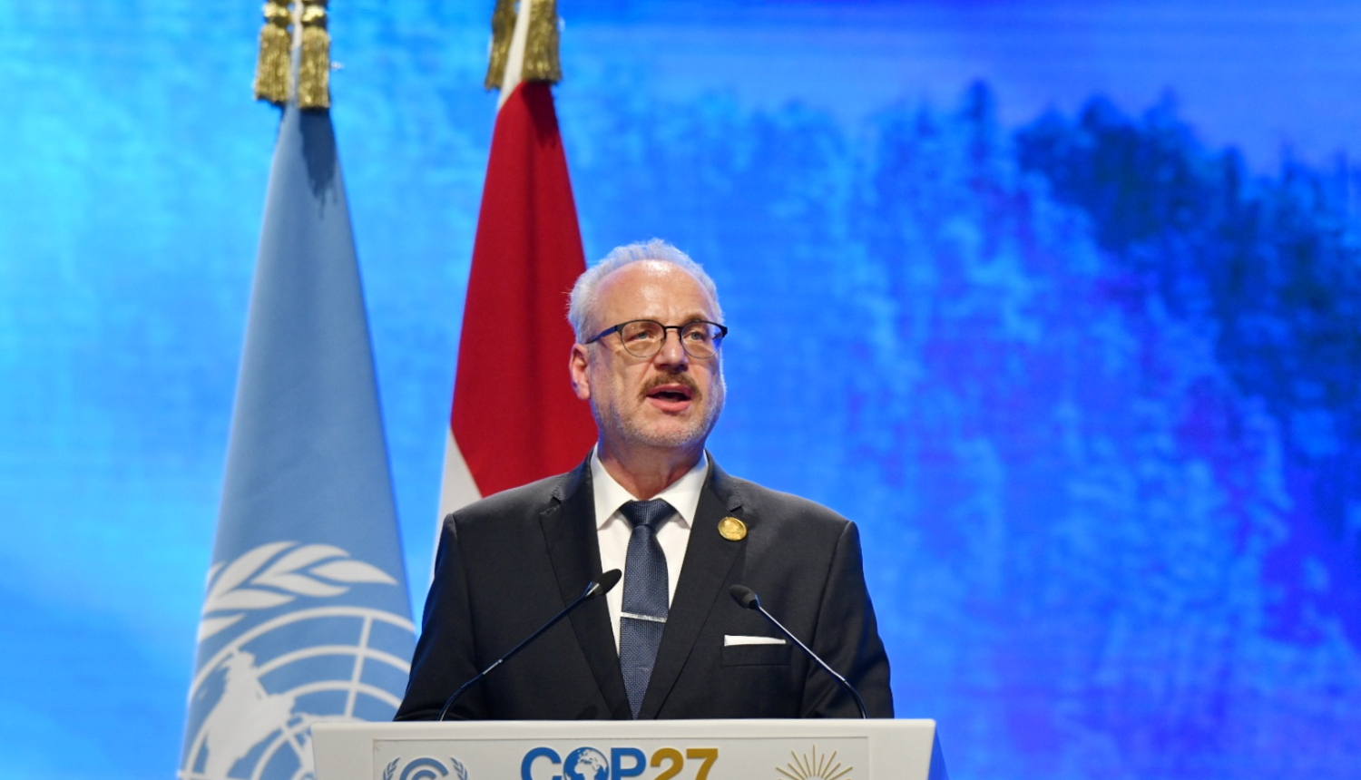 07.11.2022. Valsts prezidenta Egila Levita runa ANO klimata pārmaiņu konferencē COP27. Foto autors: Ilmārs Znotiņš, Valsts prezidenta kanceleja. 