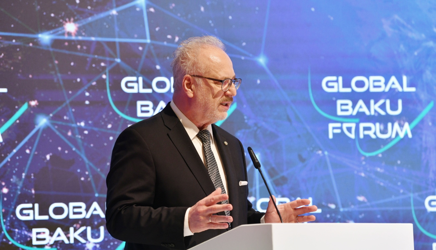 09.03.2023. Valsts prezidents Egils Levits Azerbaidžānā uzrunā 10. Globālā Baku foruma dalībniekus