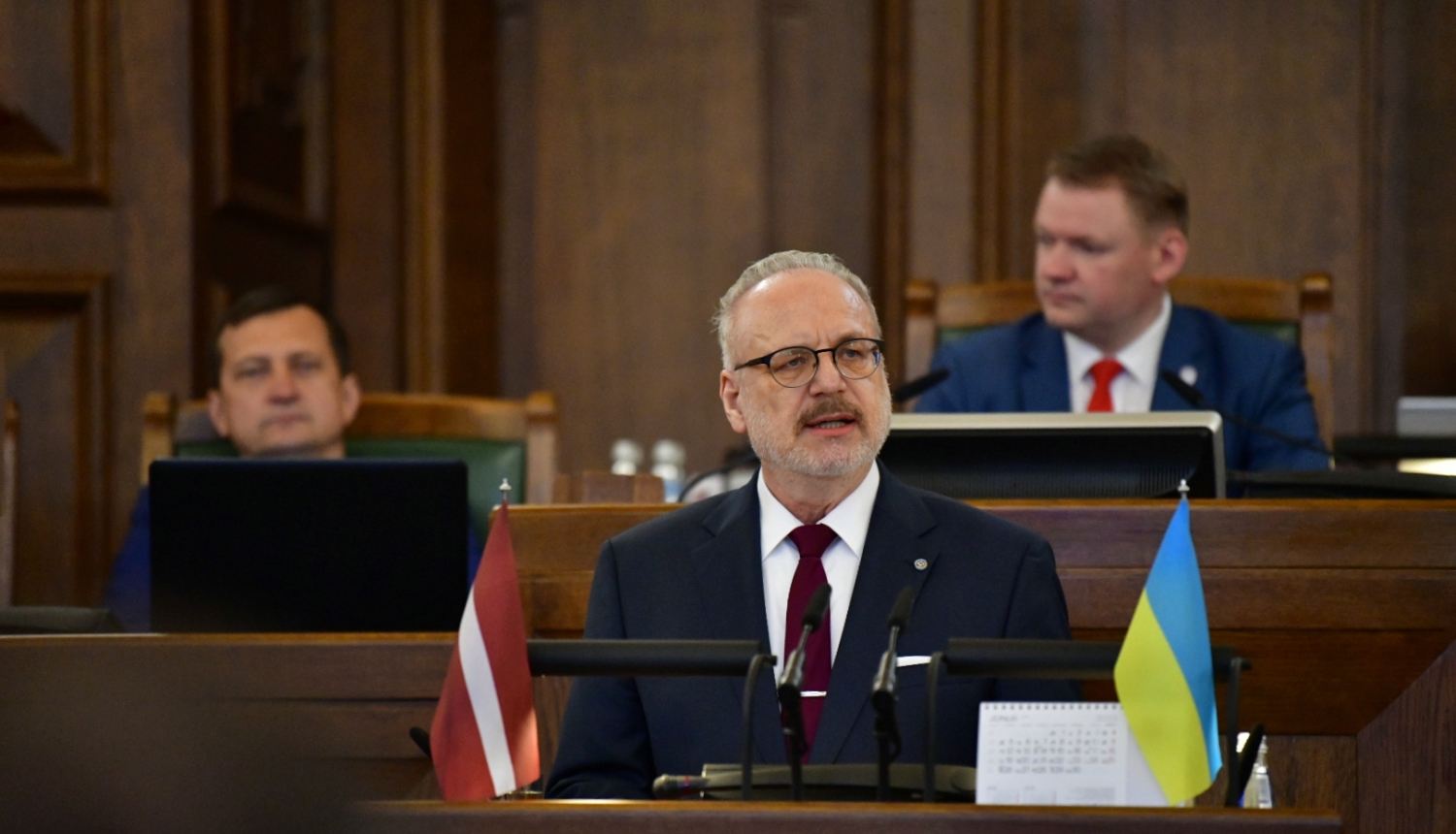 22.06.2023. Valsts prezidents Egils Levits uzrunā deputātus Saeimas pavasara noslēguma sesijas plenārsēdē