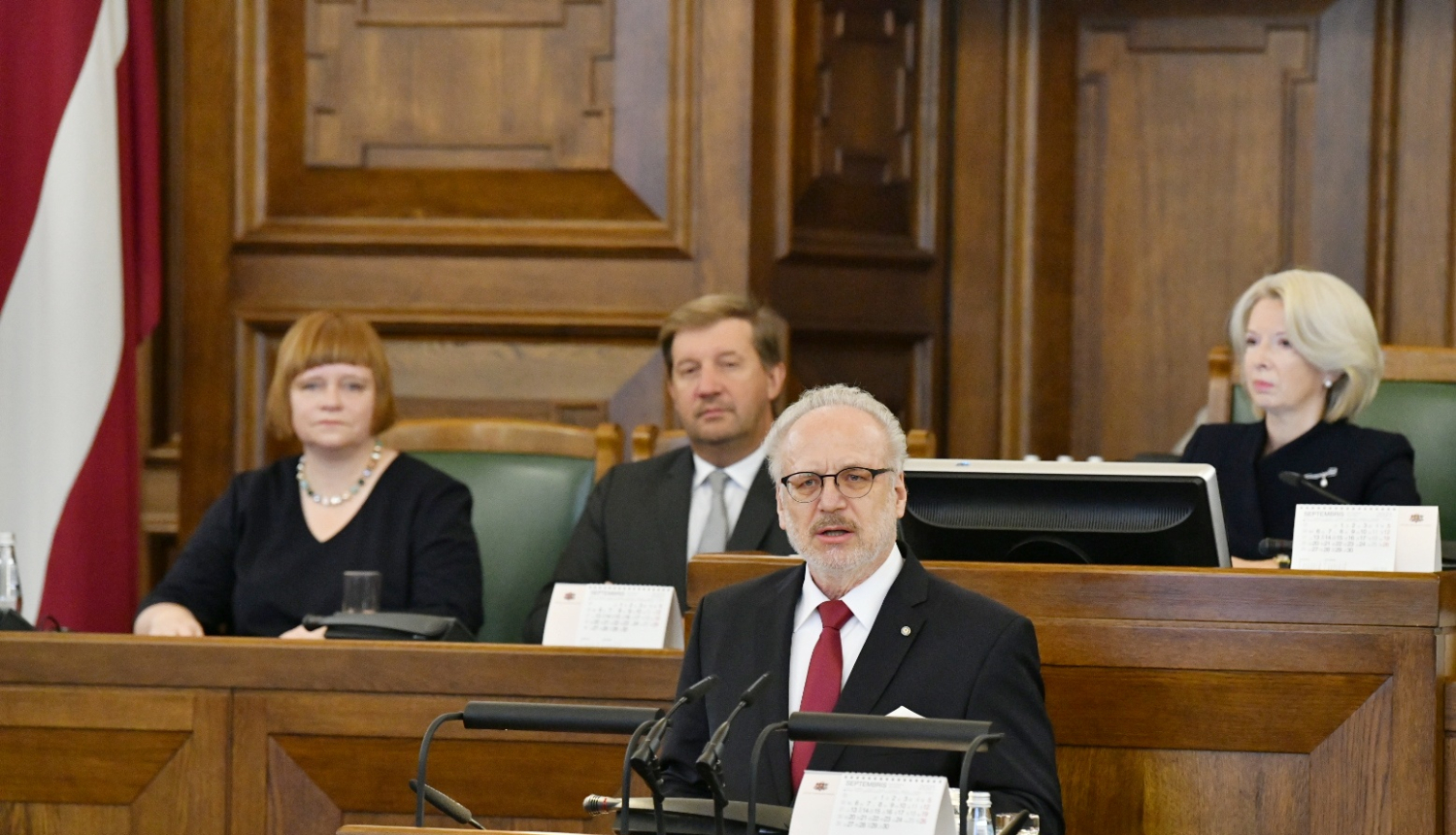 Valsts prezidents Egils Levits saka runu Saeimas rudens sesjijas atklāšanas plenārsēdē