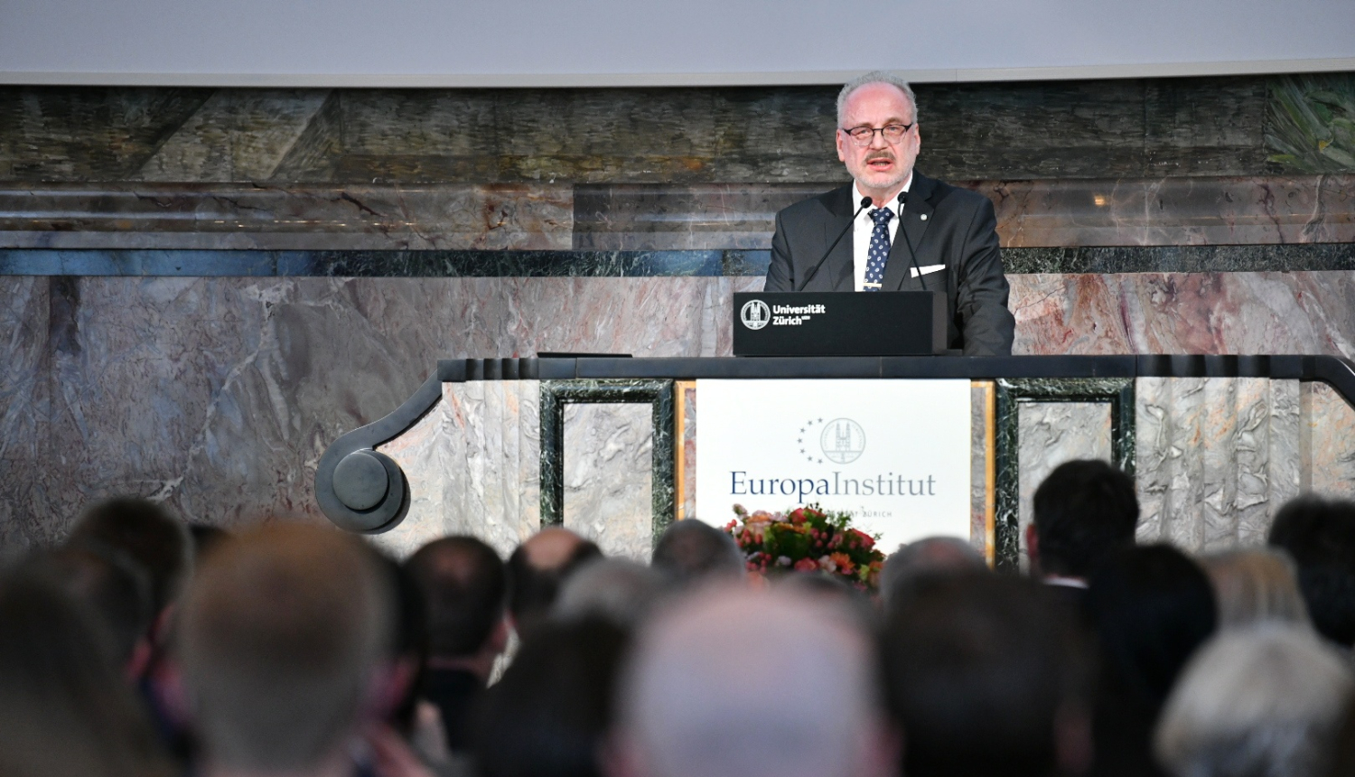 Valsts prezidents Egils Levits Cīrihes Universitātē sniedz tā dēvēto Čērčila runu