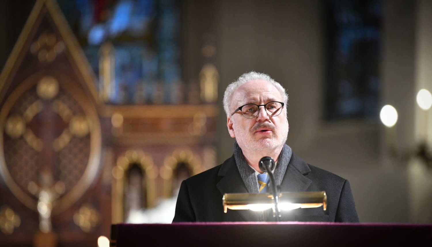 24.02.2023. Valsts prezidents Egils Levits piedalās aizlūgumā par atbalstītājiem Ukrainā, Latvijā un pasaulē. Foto autors: Ilmārs Znotiņš, Valsts prezidenta kanceleja.