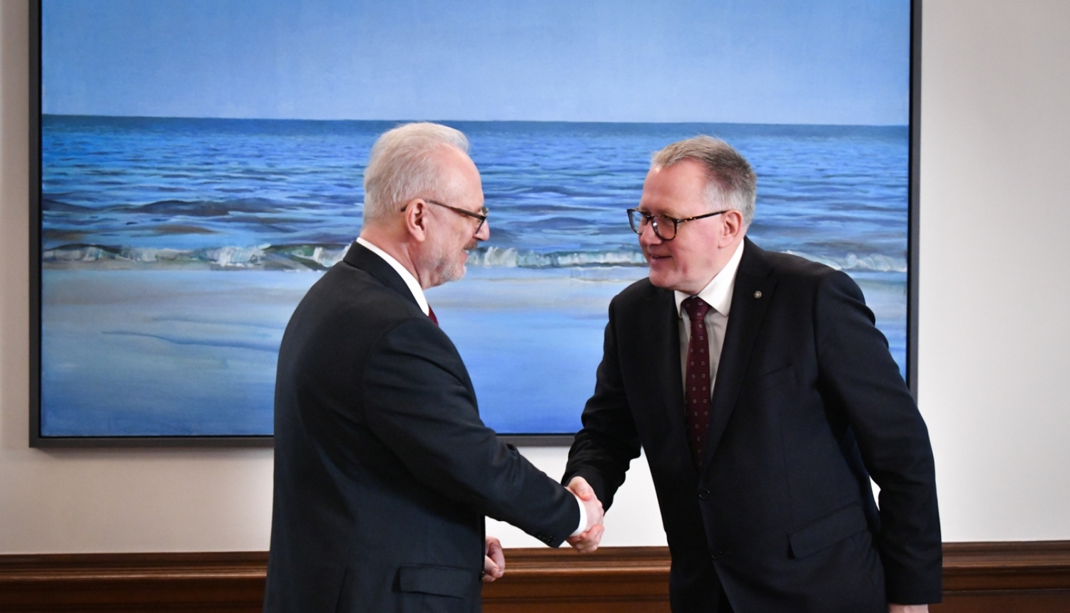 26.01.2023. Valsts prezidents Egils Levits tiekas ar finanšu ministru Arvilu Ašeradenu. Foto autors: Ilmārs Znotiņš, Valsts prezidenta kanceleja.