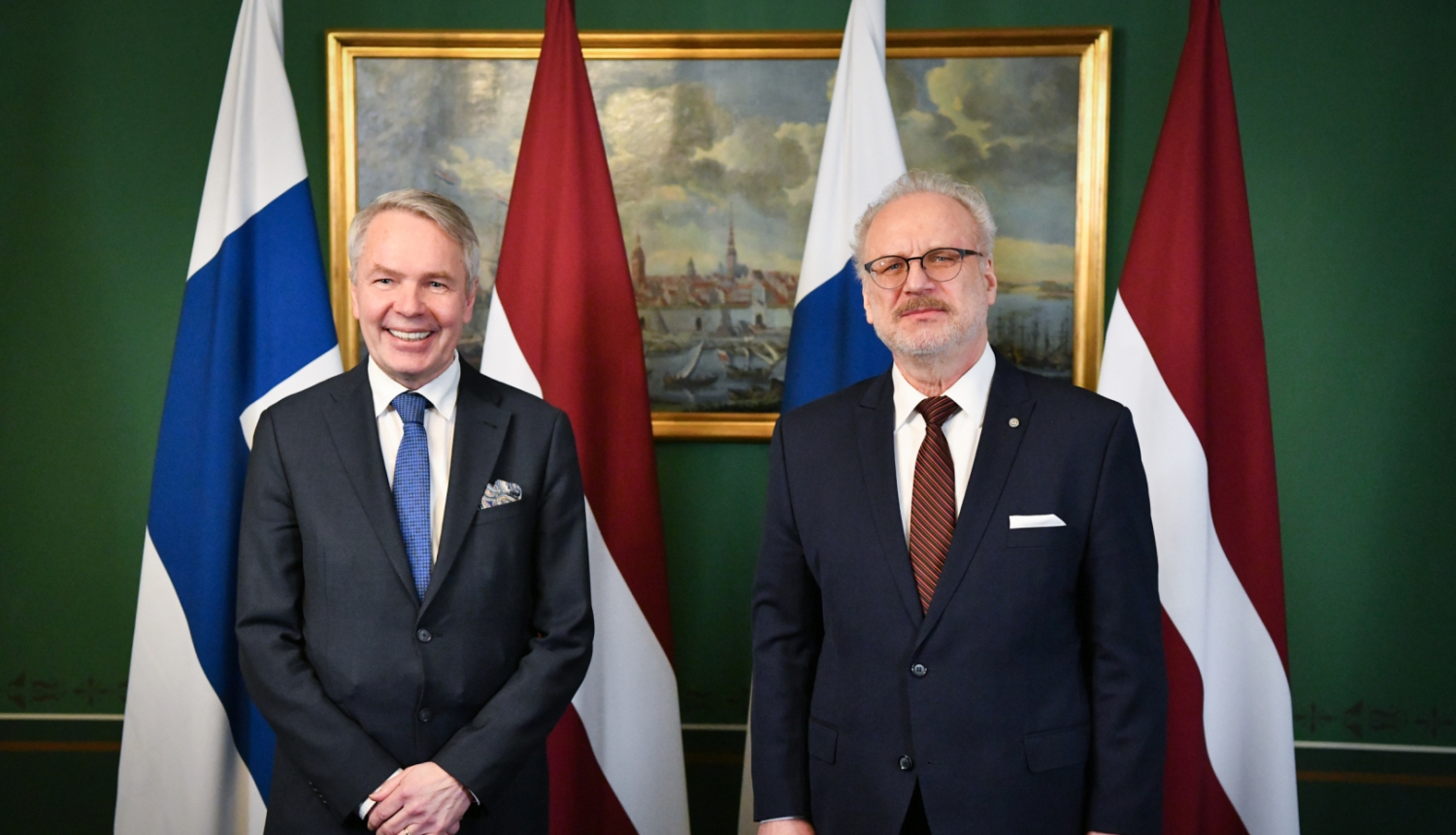 25.01.2023. Valsts prezidents Egils Levits tiekas ar Somijas ārlietu ministru Peku Hāvisto (H. E. Mr Pekka Haavisto). Foto autors: Ilmārs Znotiņš, Valsts prezidenta kanceleja.