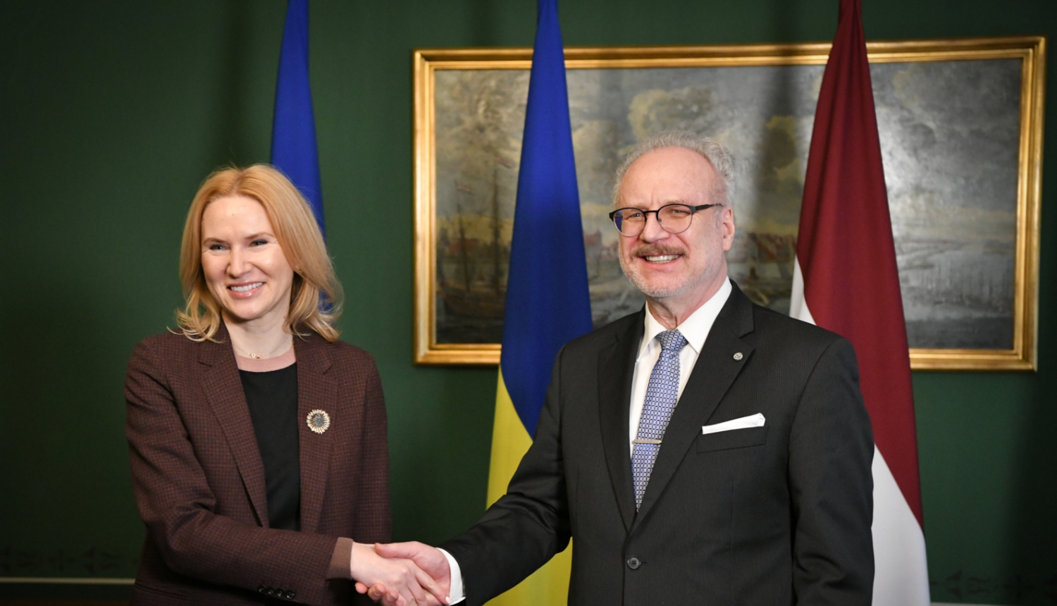 21.02.2023. Valsts prezidents Egils Levits tiekas ar Ukrainas parlamenta vicespīkeri Olenu Kondratjuku (Olena Kondratiuk). Foto autors: Ilmārs Znotiņš, Valsts prezidenta kanceleja.