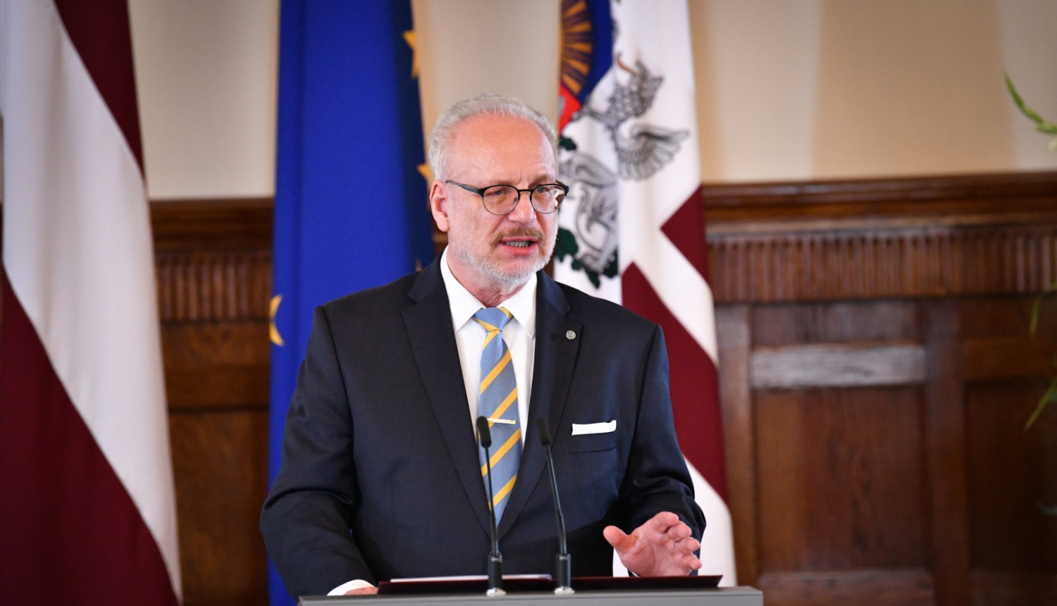 Valsts prezidents Egils Levits piedalās ikgadējā Ata Kronvalda balvas, ceļojošās balvas “Lielā Pūce” un “Mazā Pūce” pasniegšanas ceremonijā 2022. gada 24. augustā 