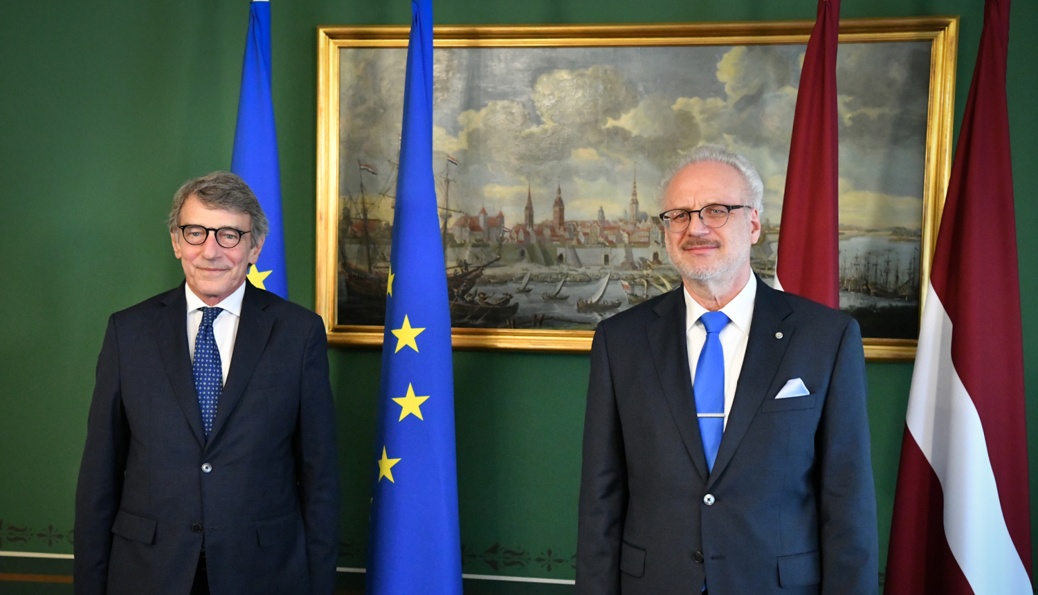 Valsts prezidents Egils Levits un Dāvids Marija Sasoli