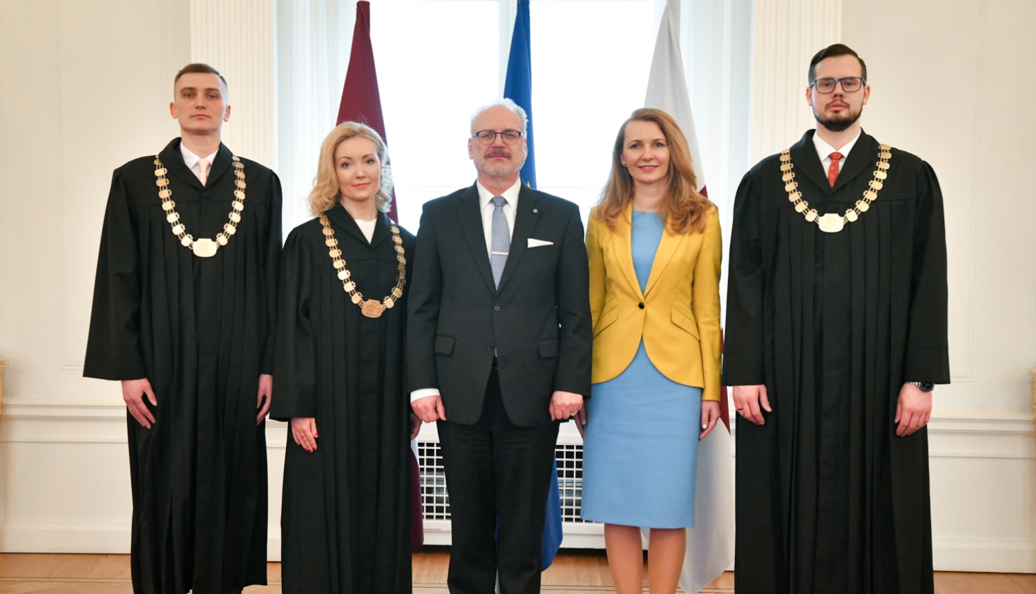 Kristaps Bresis, Evija Ofkante, Valsts prezidents Egils Levits, tieslietu ministre Inese Lībiņa-Egnere, Dans Dibaņins