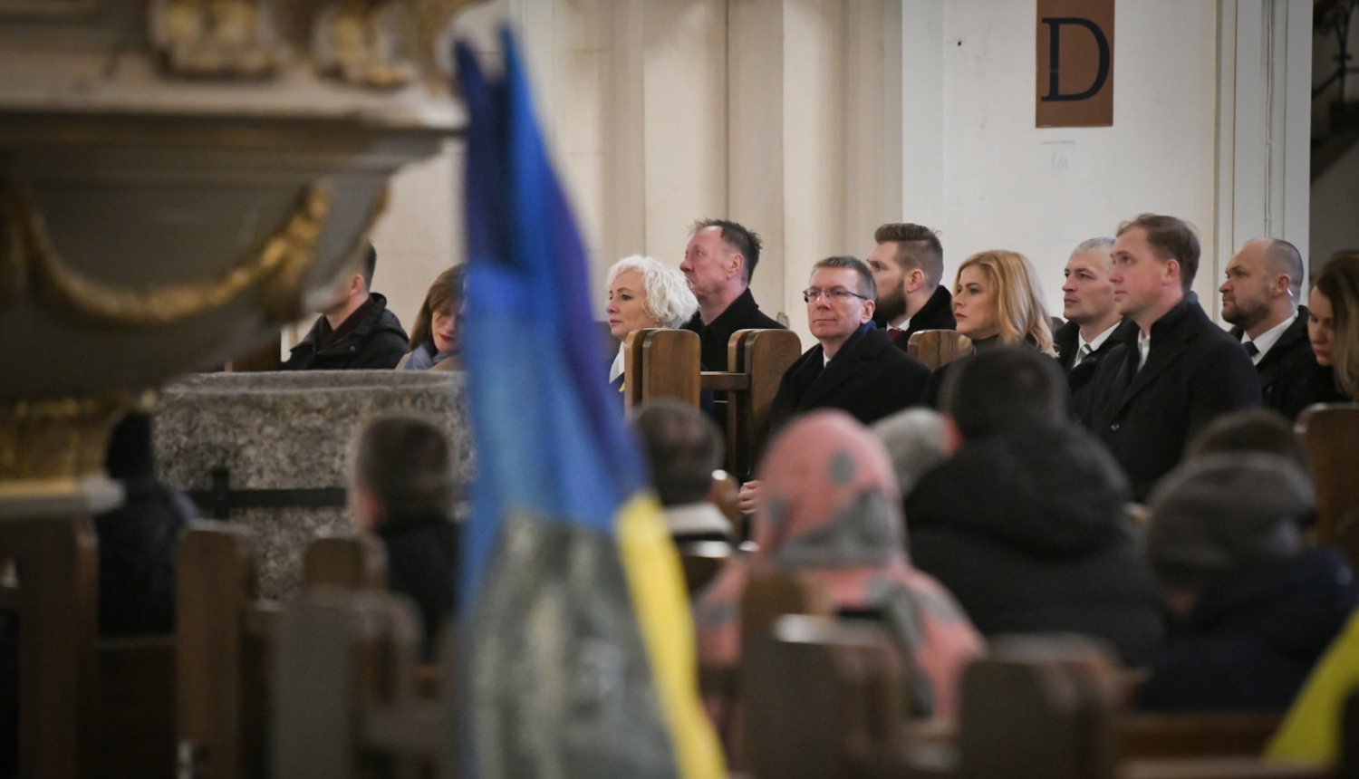 24.02.2024. Valsts prezidenta Edgara Rinkēviča dalība ekumēniskajā dievkalpojumā Rīgas Doma baznīcā par mieru Ukrainā un pieminot Krievijas pilna apmēra iebrukuma Ukrainā kritušos Ukrainas kareivjus.