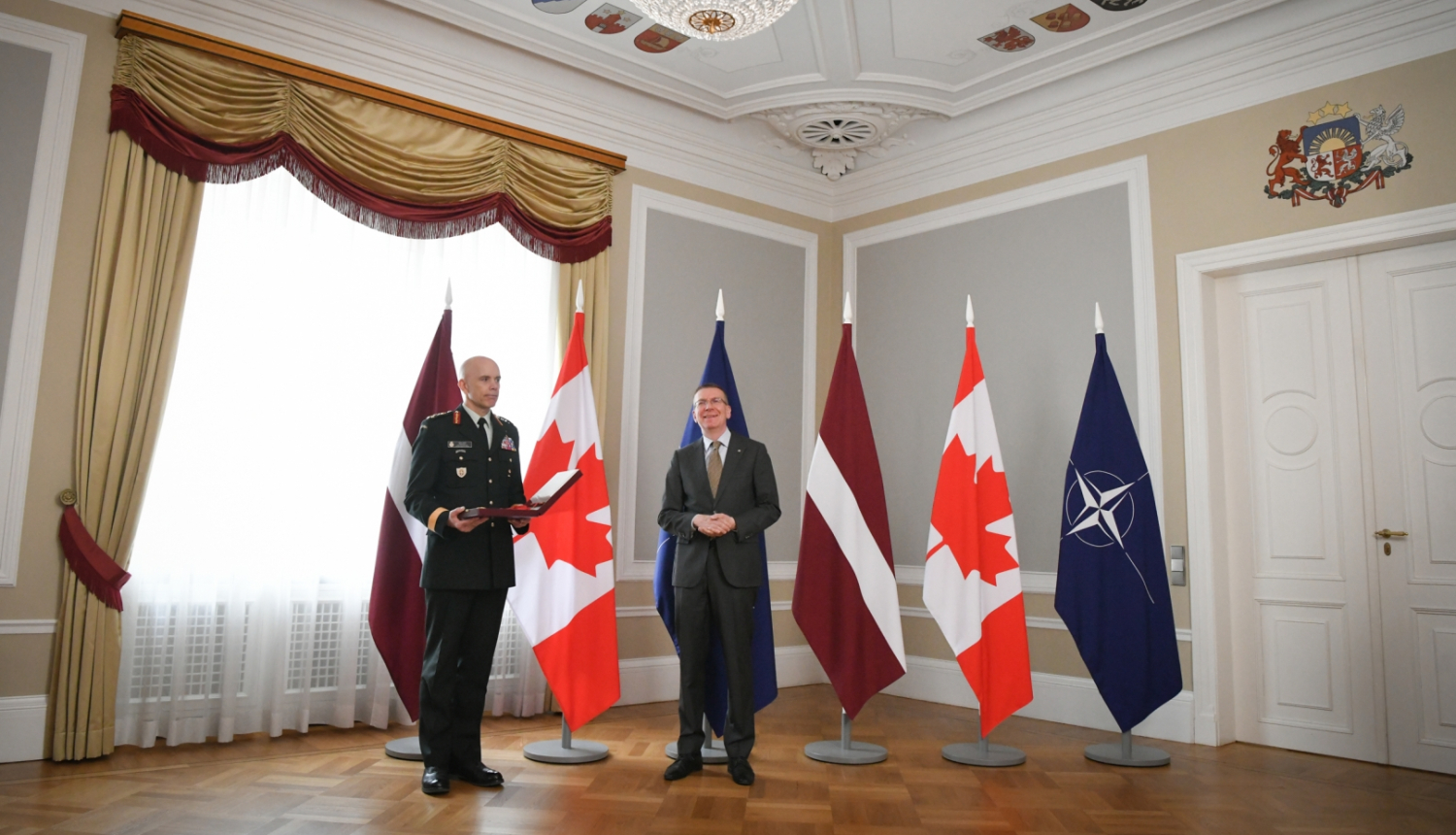 13.05.2024. Valsts prezidenta Edgara Rinkēviča tikšanās ar  Kanādas bruņoto spēku komandieri ģenerāli Veinu Eiru (Wayne Eyre)