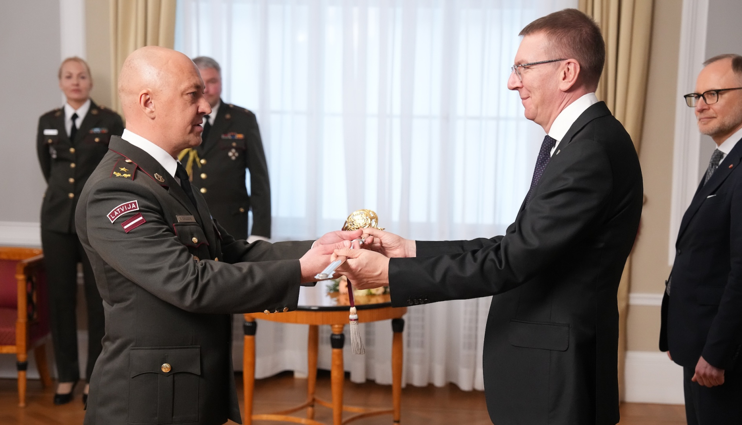 Brigādes ģenerāļa dienesta pakāpes pasniegšanas ceremonija pulkvedim Sandrim Gaugeram