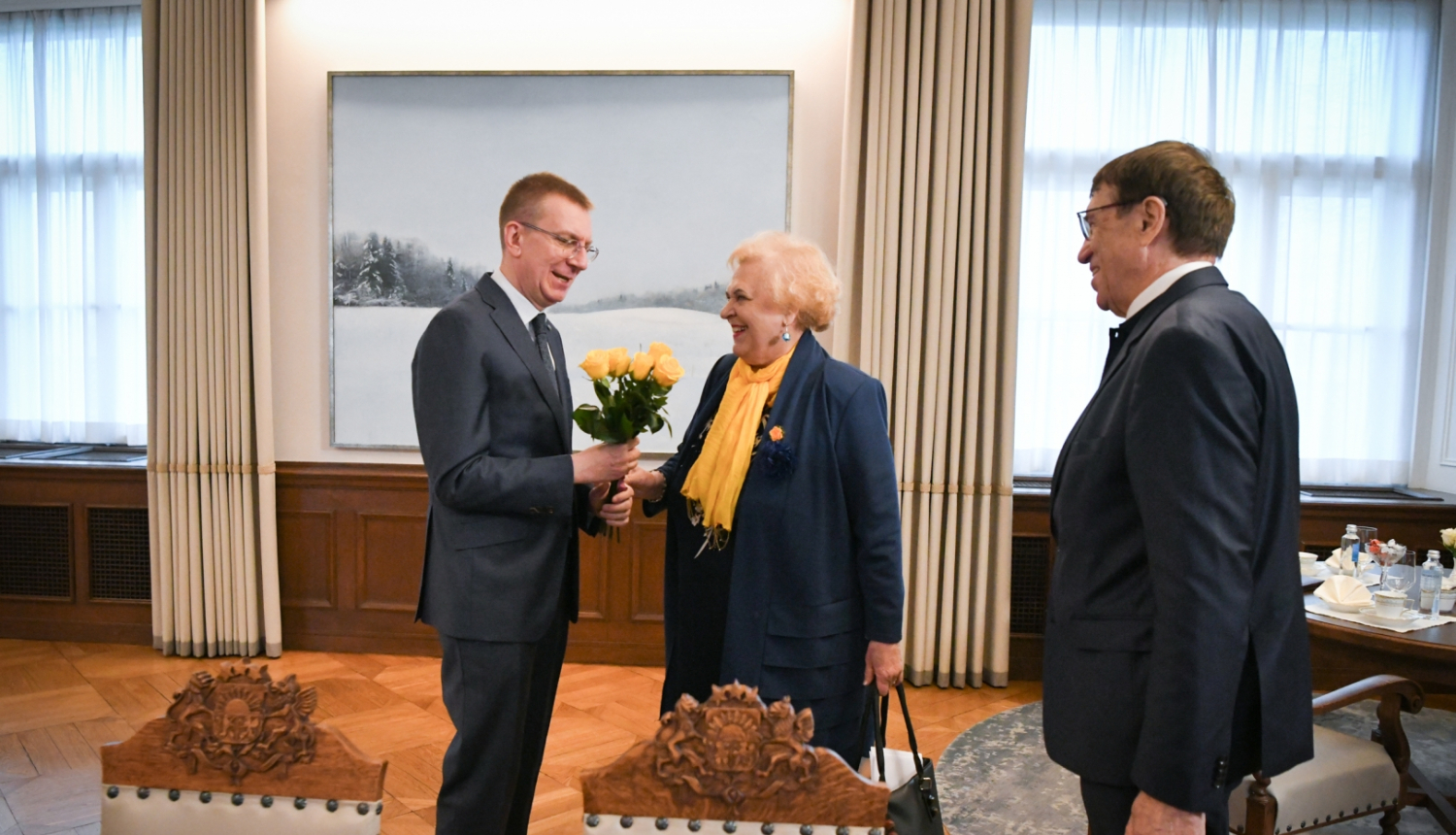 22.04.2024. Valsts prezidenta Edgara Rinkēviča tikšanās ar Latvijas Zinātņu akadēmijas prezidentu Ivaru Kalviņu