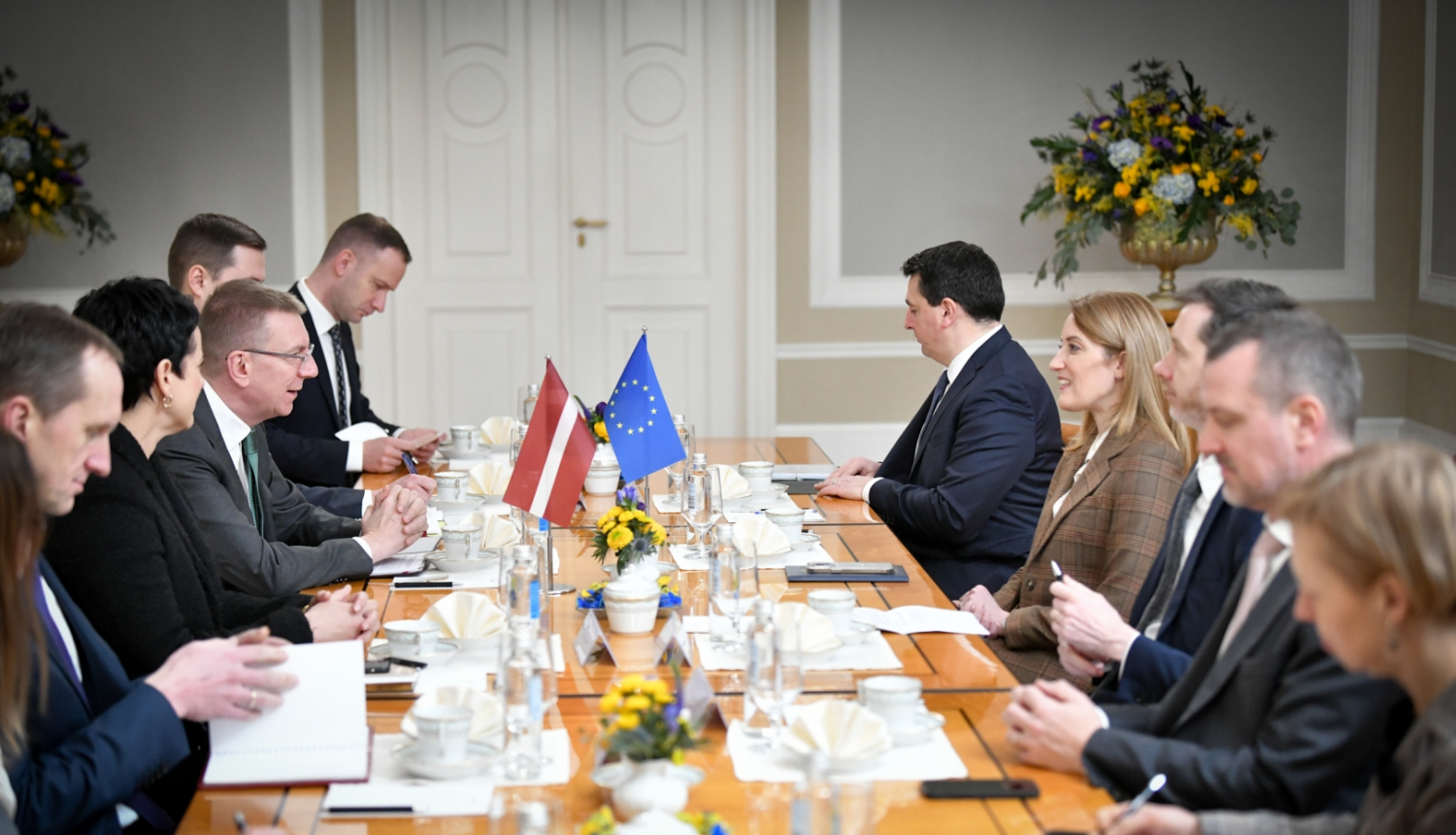 12.01.2024. Valsts prezidenta Edgara Rinkēviča tikšanās ar Eiropas Parlamenta prezidenti Robertu Metsolu (Ms Roberta Metsola)