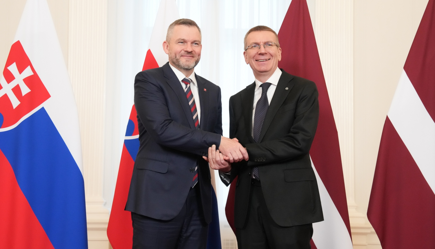 04.12.2024. Valsts prezidenta Edgara Rinkēviča un Slovākijas Republikas prezidenta Petera Pellegrīni tikšanās un preses konference