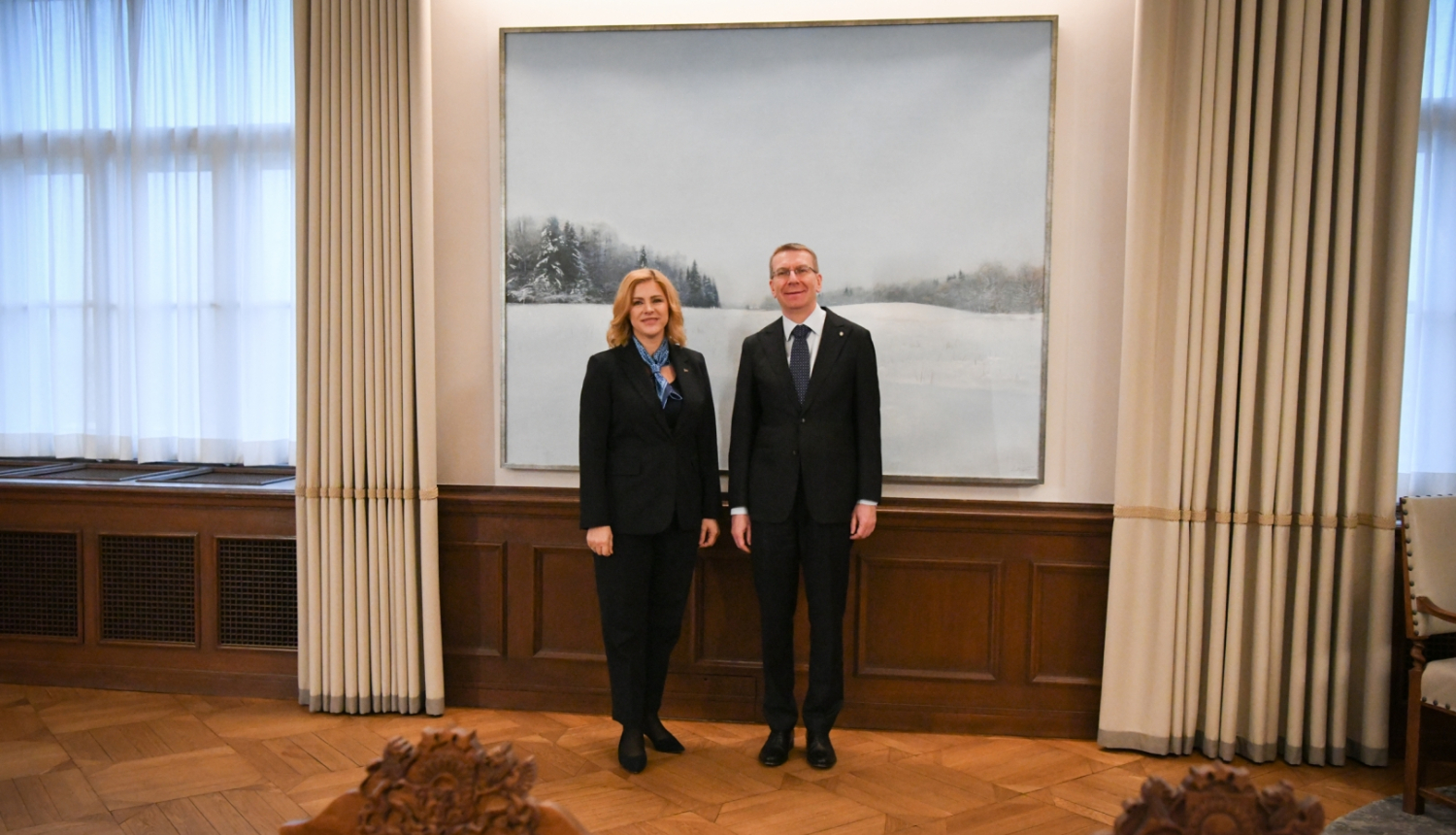 24.01.2024. Valsts prezidents Edgars Rinkēvičs un Ministru prezidente Evika Siliņa.