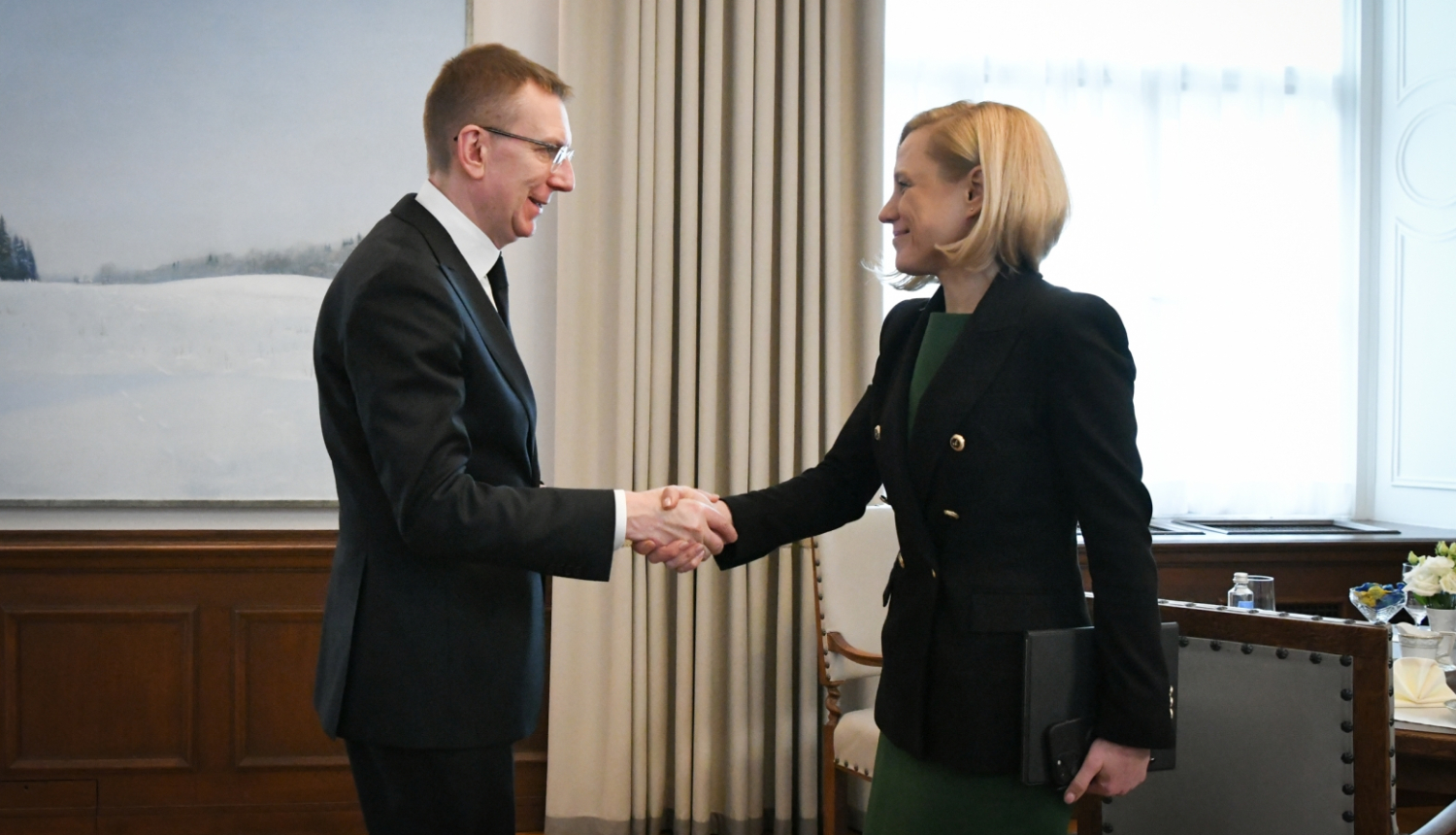 12.03.2024. Valsts prezidenta Edgara Rinkēviča tikšanās ar Valsts ieņēmumu dienesta ģenerāldirektori Baibu Šmiti-Roķi. Foto autors: Ilmārs Znotiņš, Valsts prezidenta kanceleja.