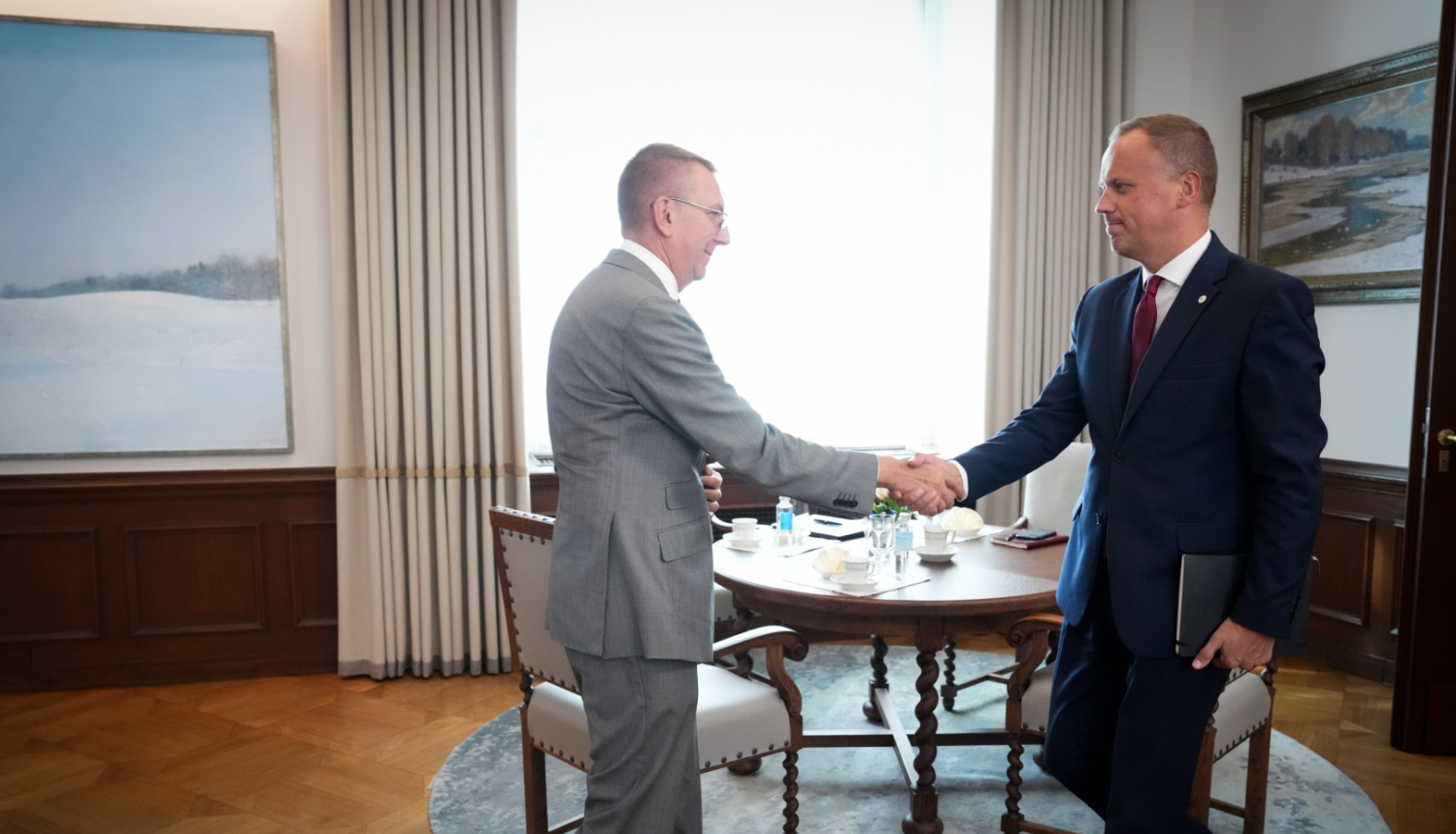 09.09.2024. Valsts prezidenta Edgara Rinkēviča tikšanās ar Saeimas frakcijas “Apvienotais saraksts – Latvijas Zaļā partija, Latvijas Reģionu Apvienība, Liepājas partija” priekšsēdētāju Edgaru Tavaru